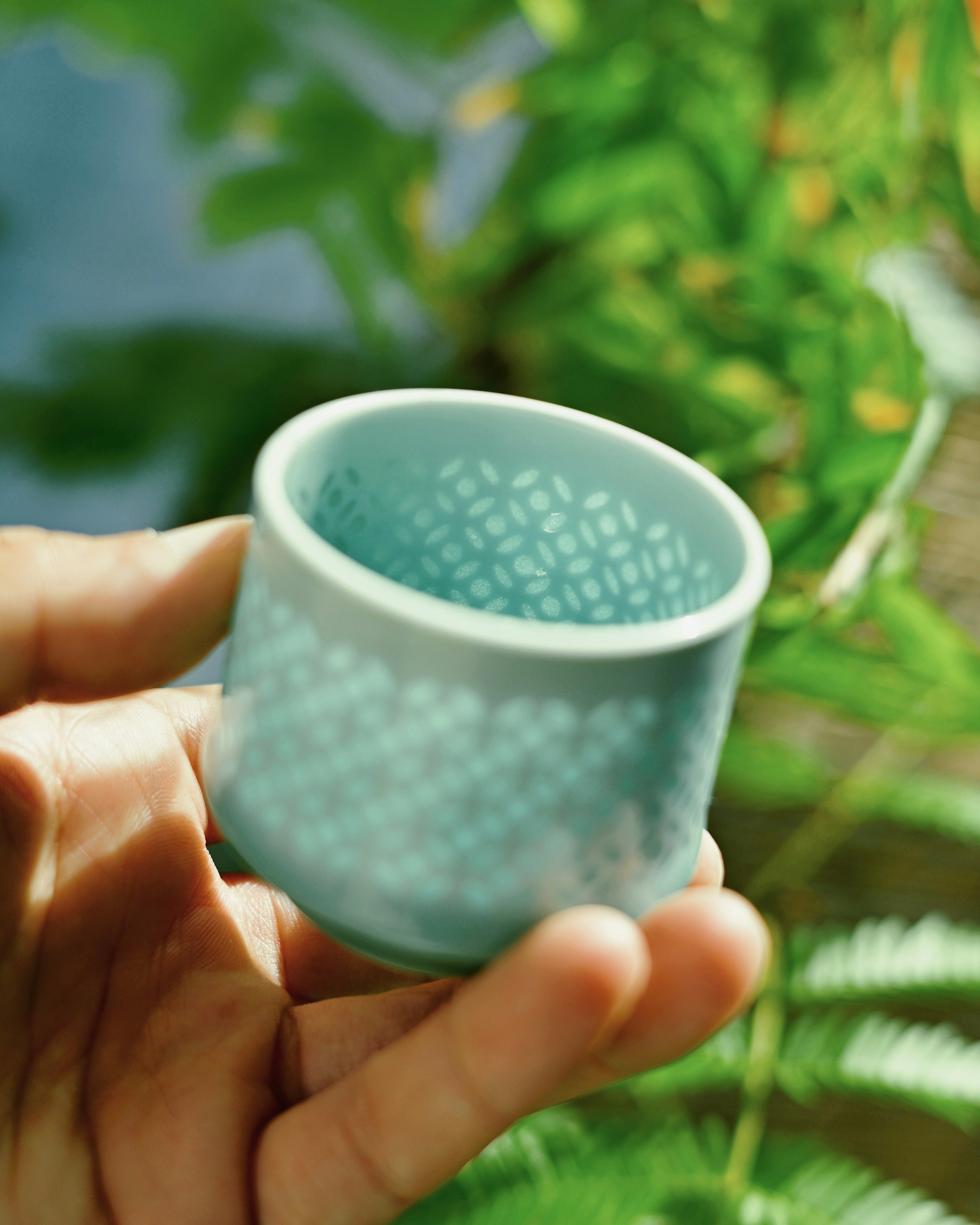 hollow floral pattern celadon cup – Longquan Celadon Linglong Teacup 70ml by Kungfuyang