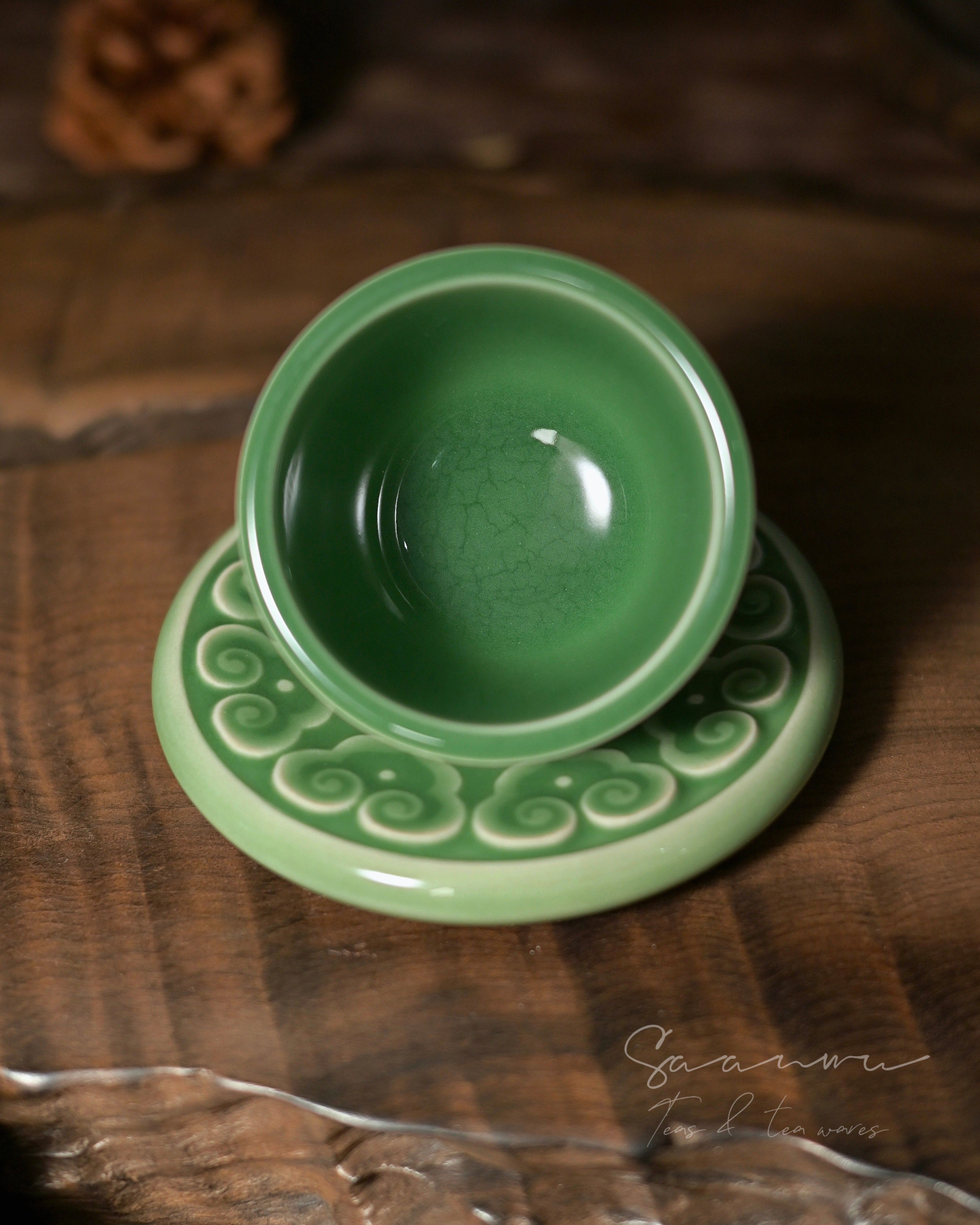 imperial longquan celadon teacup – Longquan Celadon Plum Green Glaze Baoxiang Teacup Set 80ml by Kungfuyang