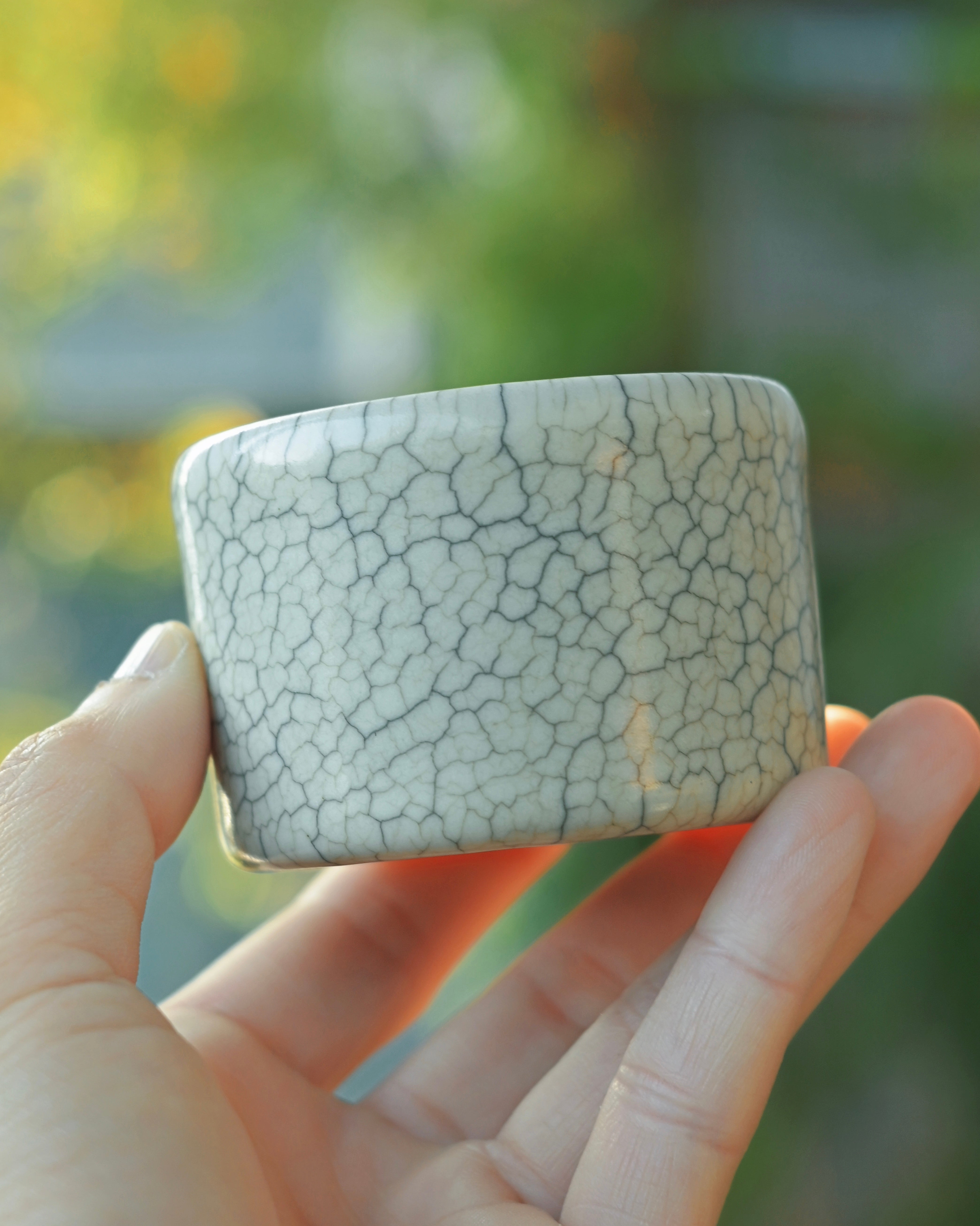 iron wires ceramic texture – Longquan Celadon Ge Kiln Thumb Ring Cup by Kungfuyang
