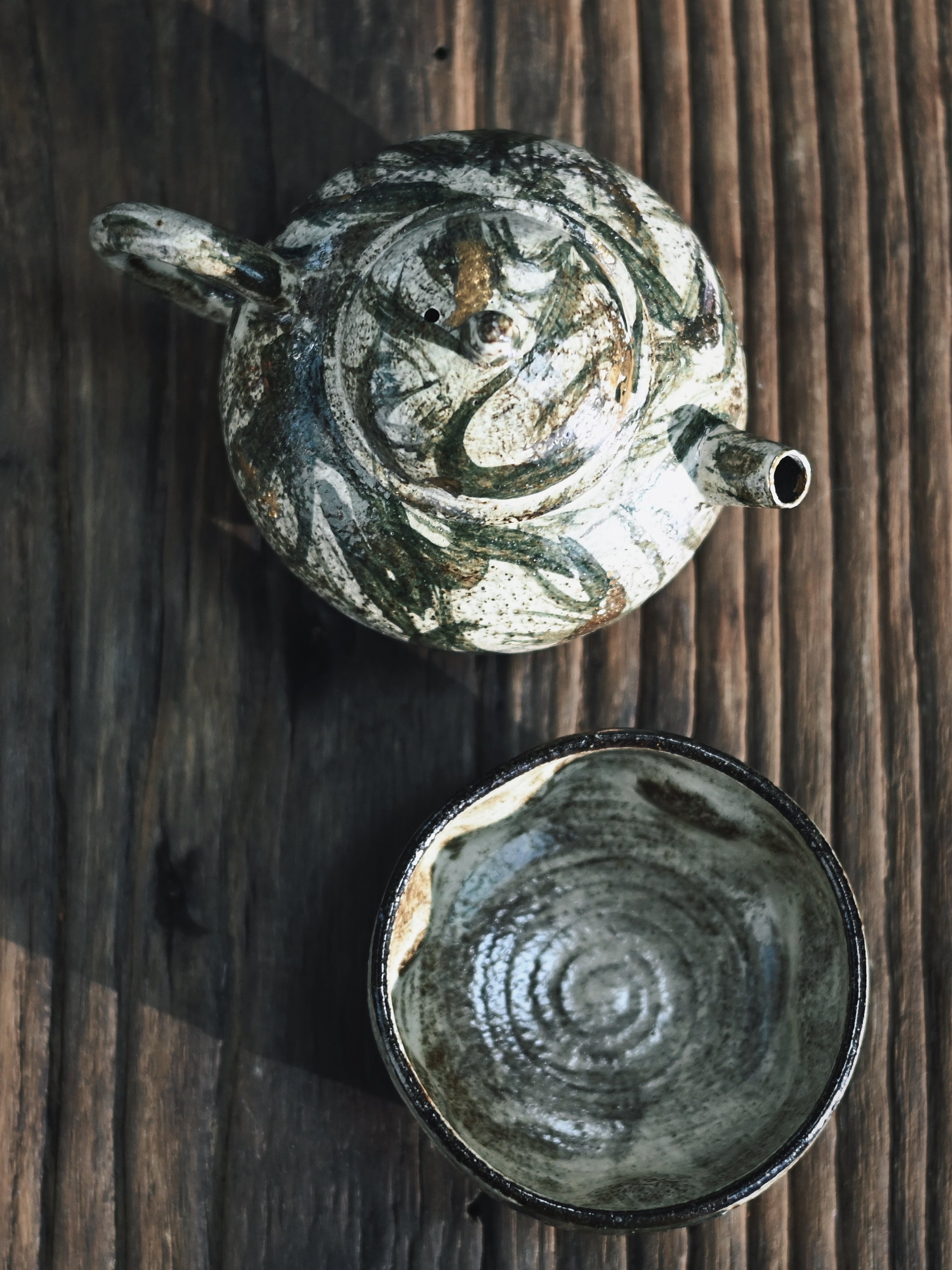 irregular hand made and hand painted – Old Clay Sketch-Style Hand-Painted Tea Set by Kungfuyang