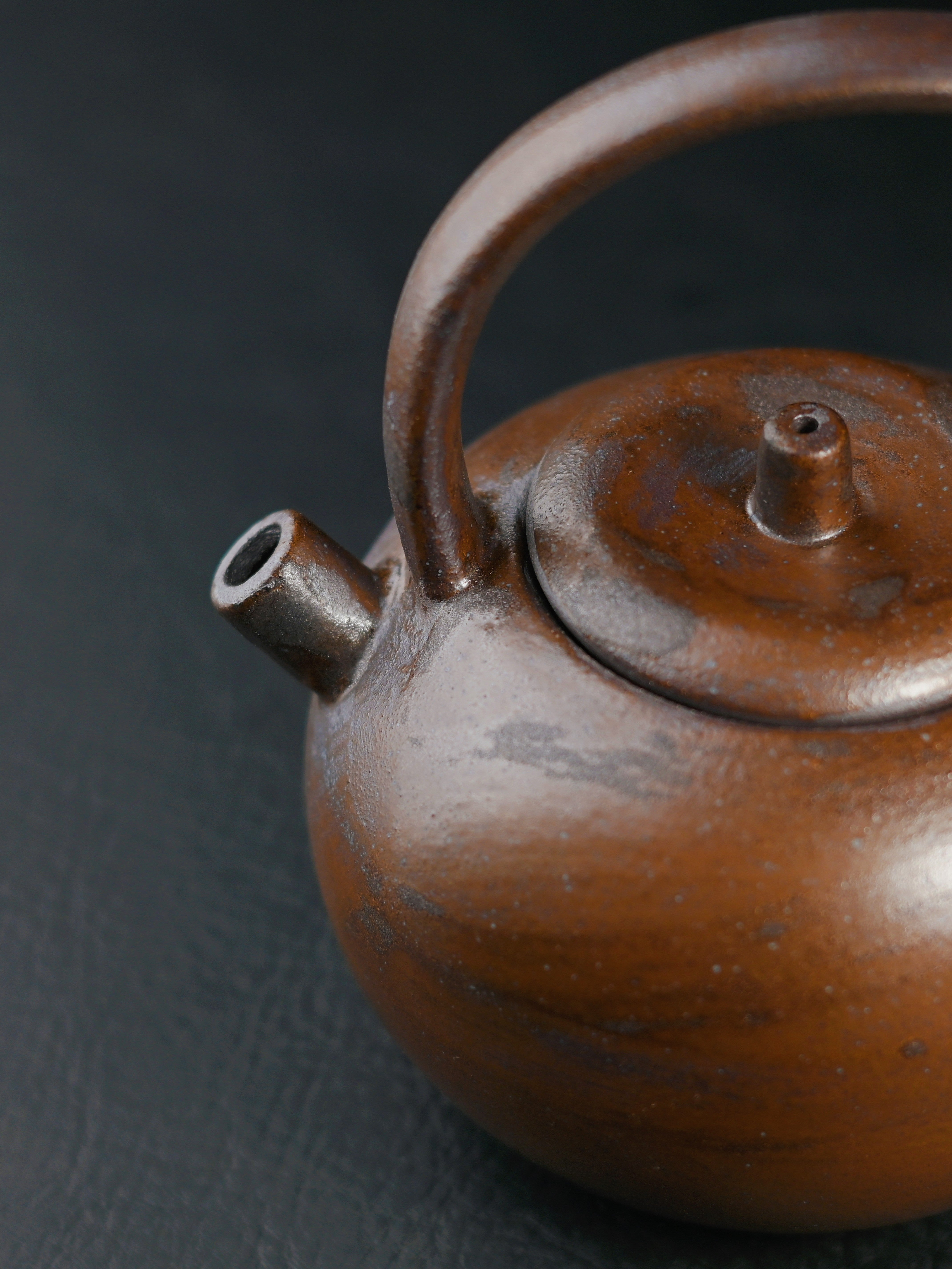 japanese bizen yaki teapot – Retro Coarse Clay Arichaic Design Handle Teapot by Kungfuyang