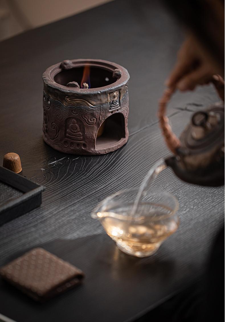 japanese chado set – Wabi-sabi Style Rustic Clay Retro Handle Teapot and Alcohol by Kungfuyang
