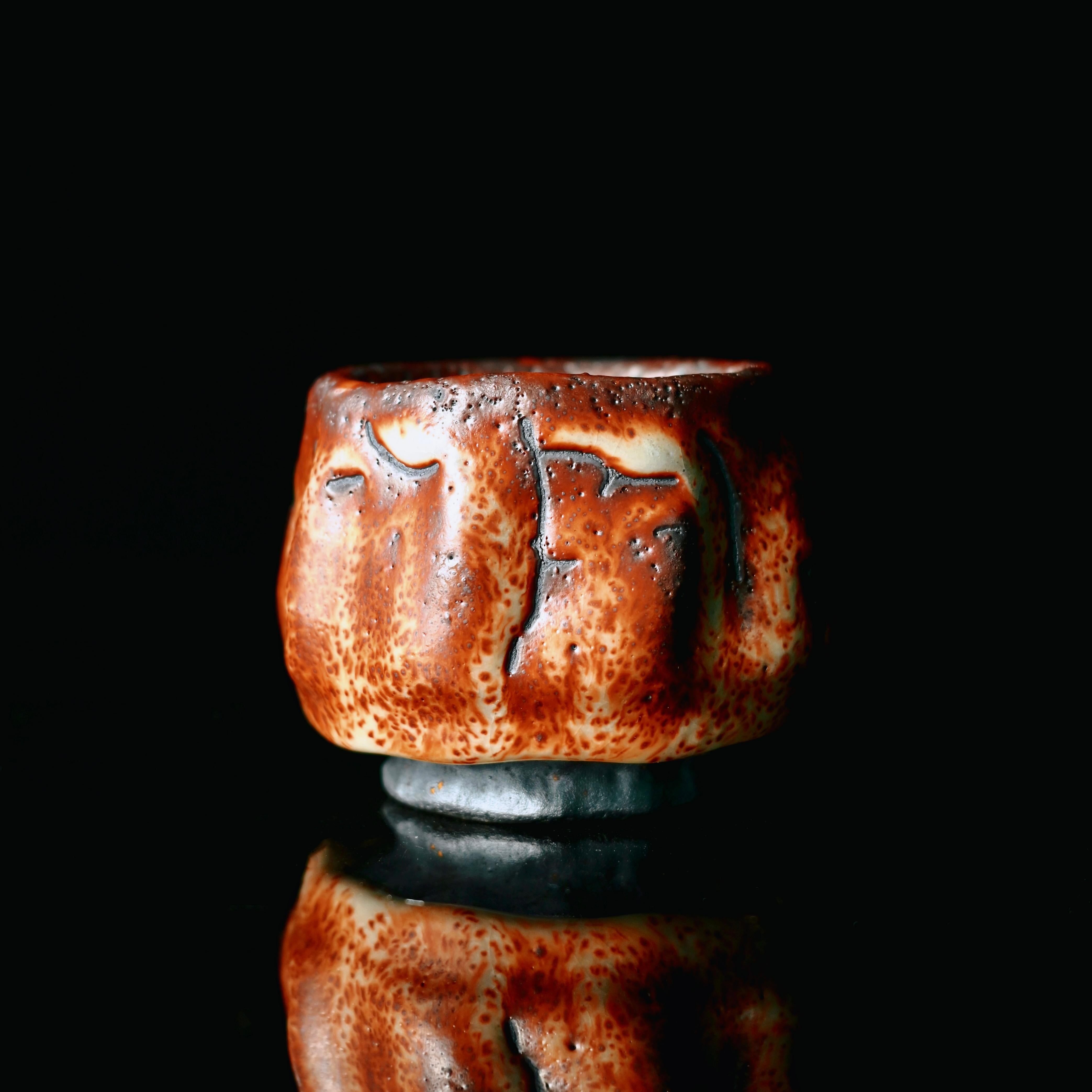 japanese mino ceramic ware – Unique Piece Wabi-Sabi Shino Ware Kiln-Transformation Teacup by Kungfuyang