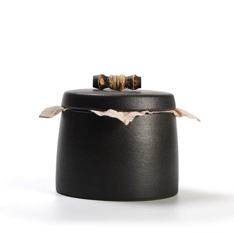 japanese style ceramic tea canister – Retro Japanese Style Small Size Coarse PotteryTea Canister by Kungfuyang