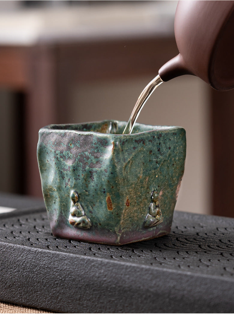 japanese style handcrafted teacup for – Handmade Dunhuang Memory Buddha Bronze Glaze Porcelain Teacup by Kungfuyang