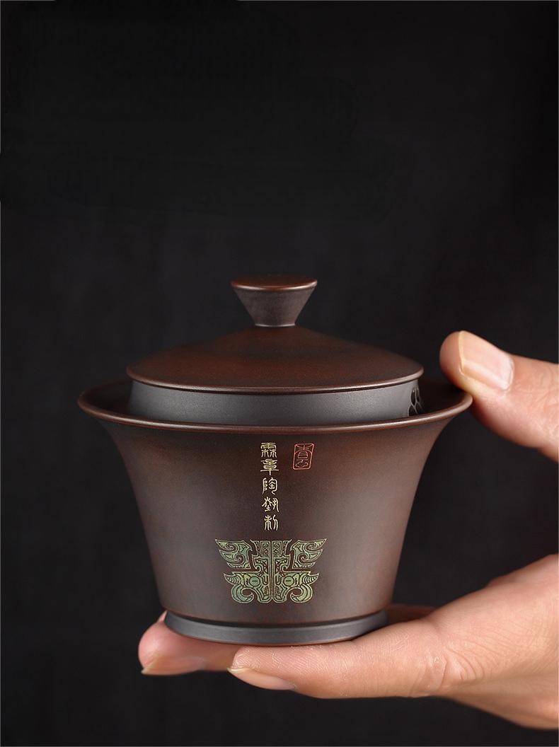 jianshui clay covered bowl stone like – Yunan Jianshui Purple Clay Fully Handmade Gaiwan (Lidded Bowl) by Kungfuyang