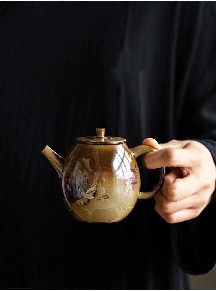 jingdezhen artisan crane hand painted – Jingdezhen Wood-Fired Hand-Painted Crane Underglaze Dragon-Egg by Kungfuyang