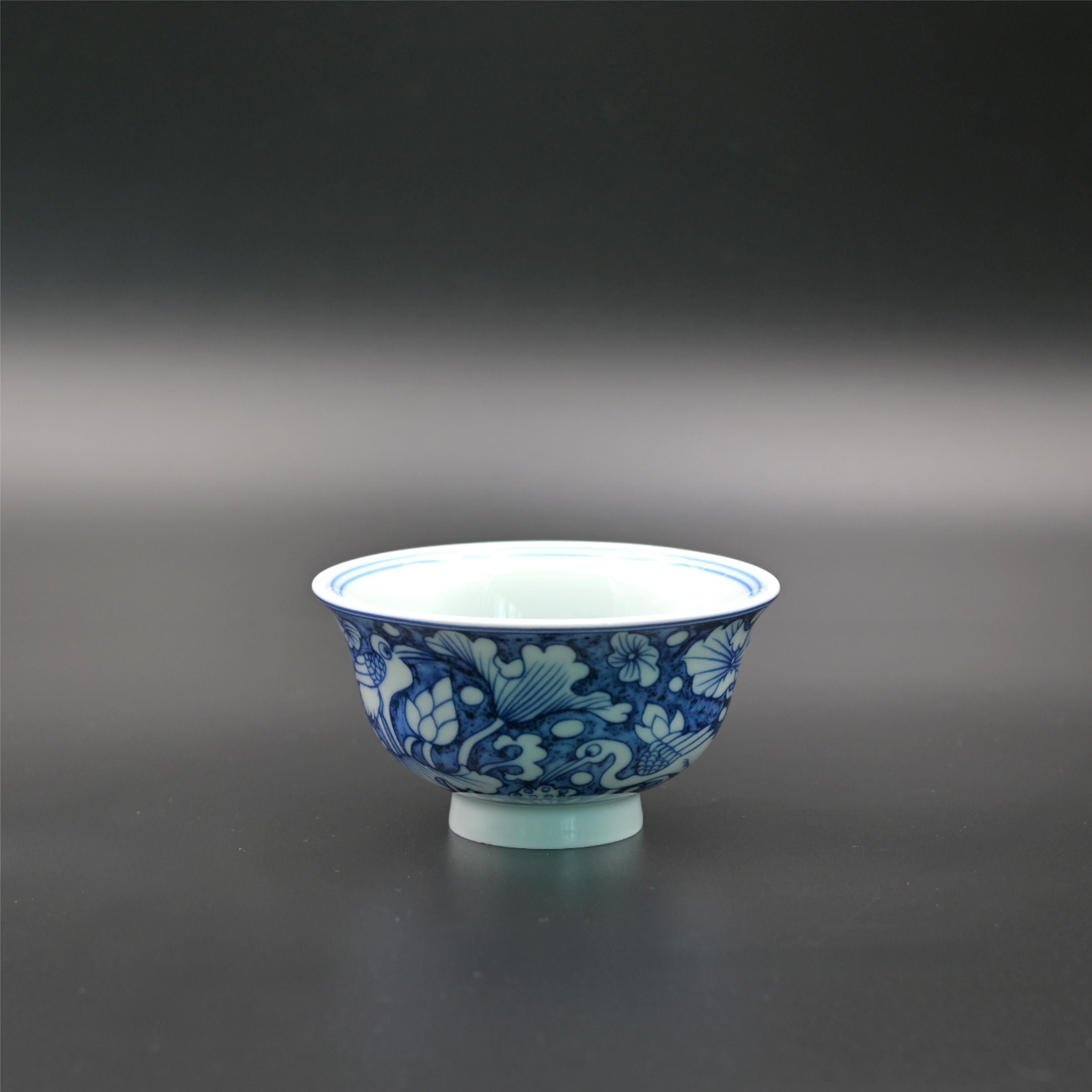 jingdezhen blue and white cup – Blue and White Porcelain Host's Teacup with Lotus Pond and by Kungfuyang