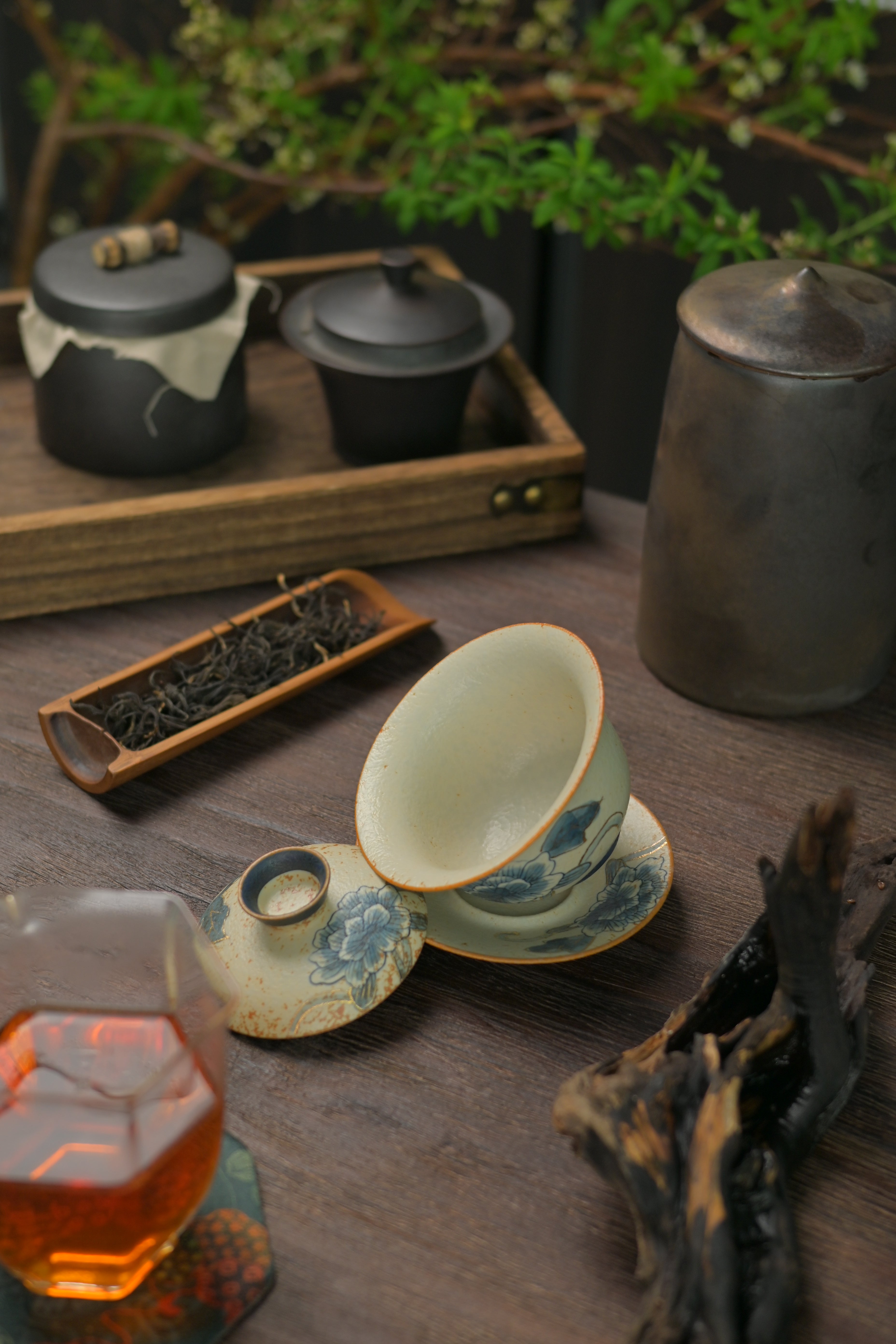 jingdezhen blue and white gaiwan – Old Clay Blue-and-White Volcanic Stone Style Caramel Glaze by Kungfuyang