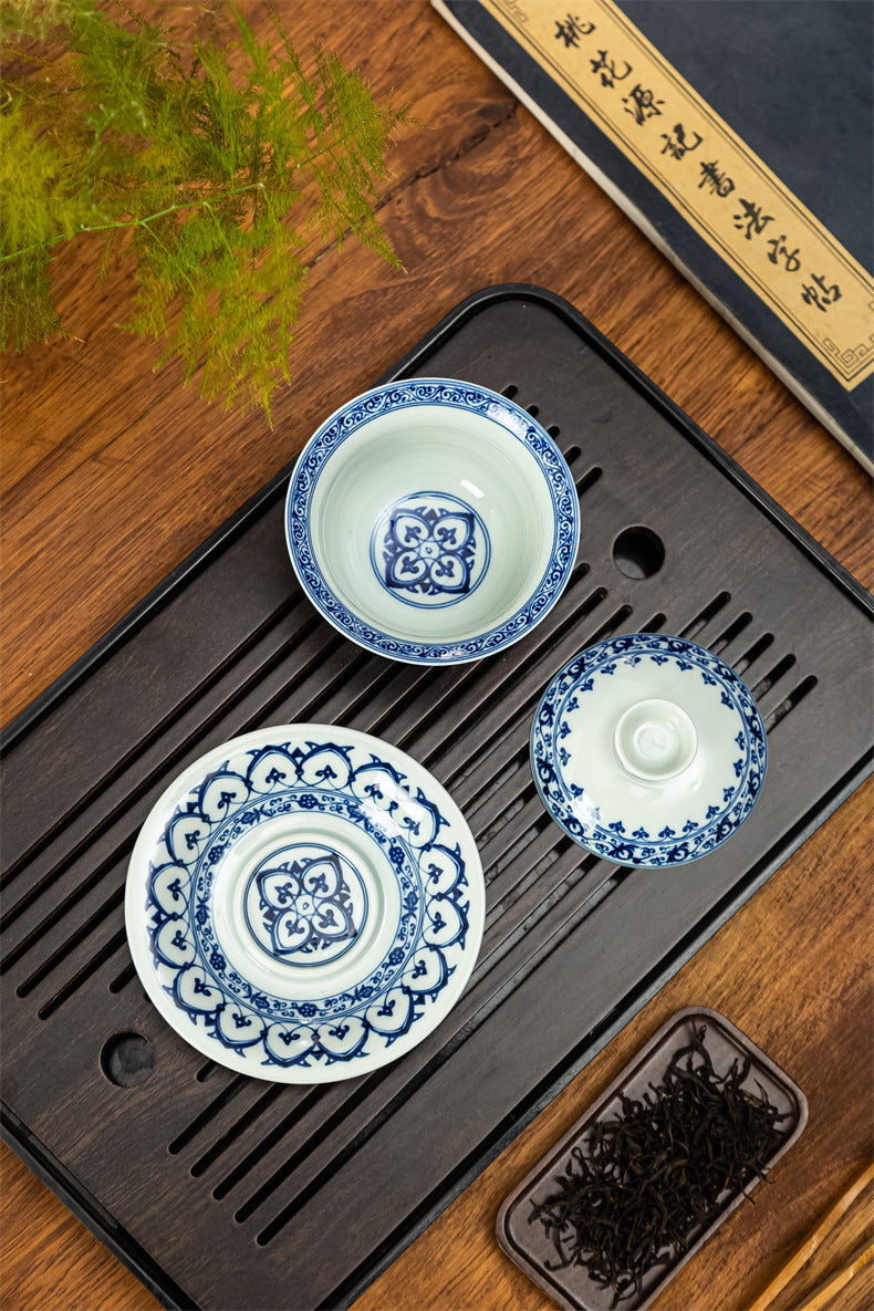 jingdezhen blue and white porcelain – Hand-Painted Jingdezhen Blue and White Ceramic Tea Bowl by Kungfuyang