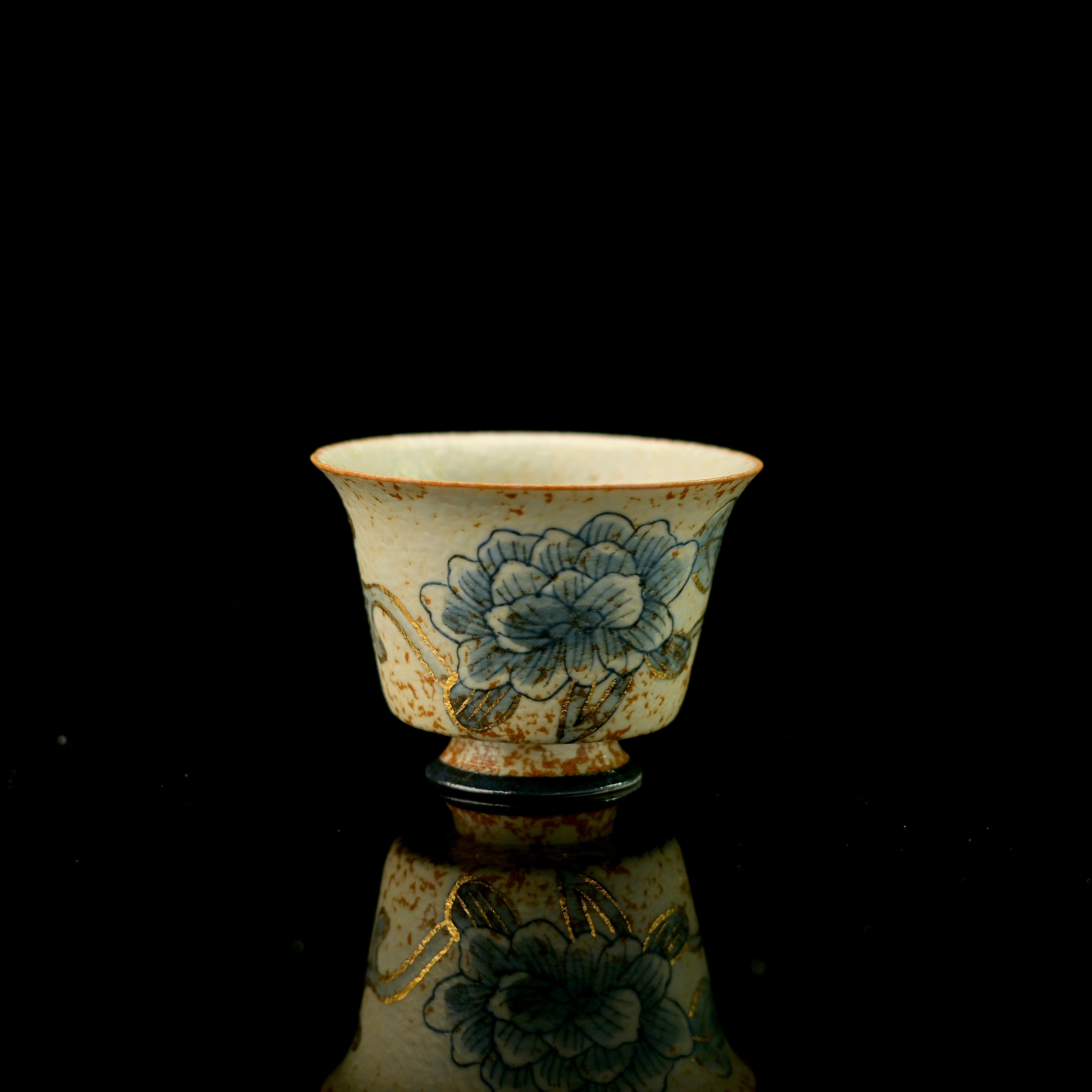 jingdezhen blue and white tea cup – Old Clay Blue-and-White Volcanic Stone Caramel Glaze Teacup by Kungfuyang