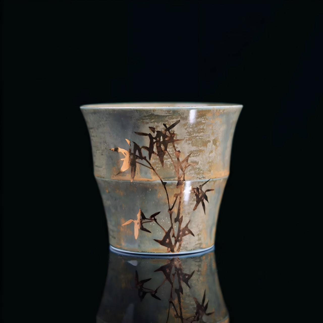 jingdezhen ceramic bamboo pattern teacup – Jingdezhen Hand-Painted Gold-Traced Bamboo Cup by Kungfuyang