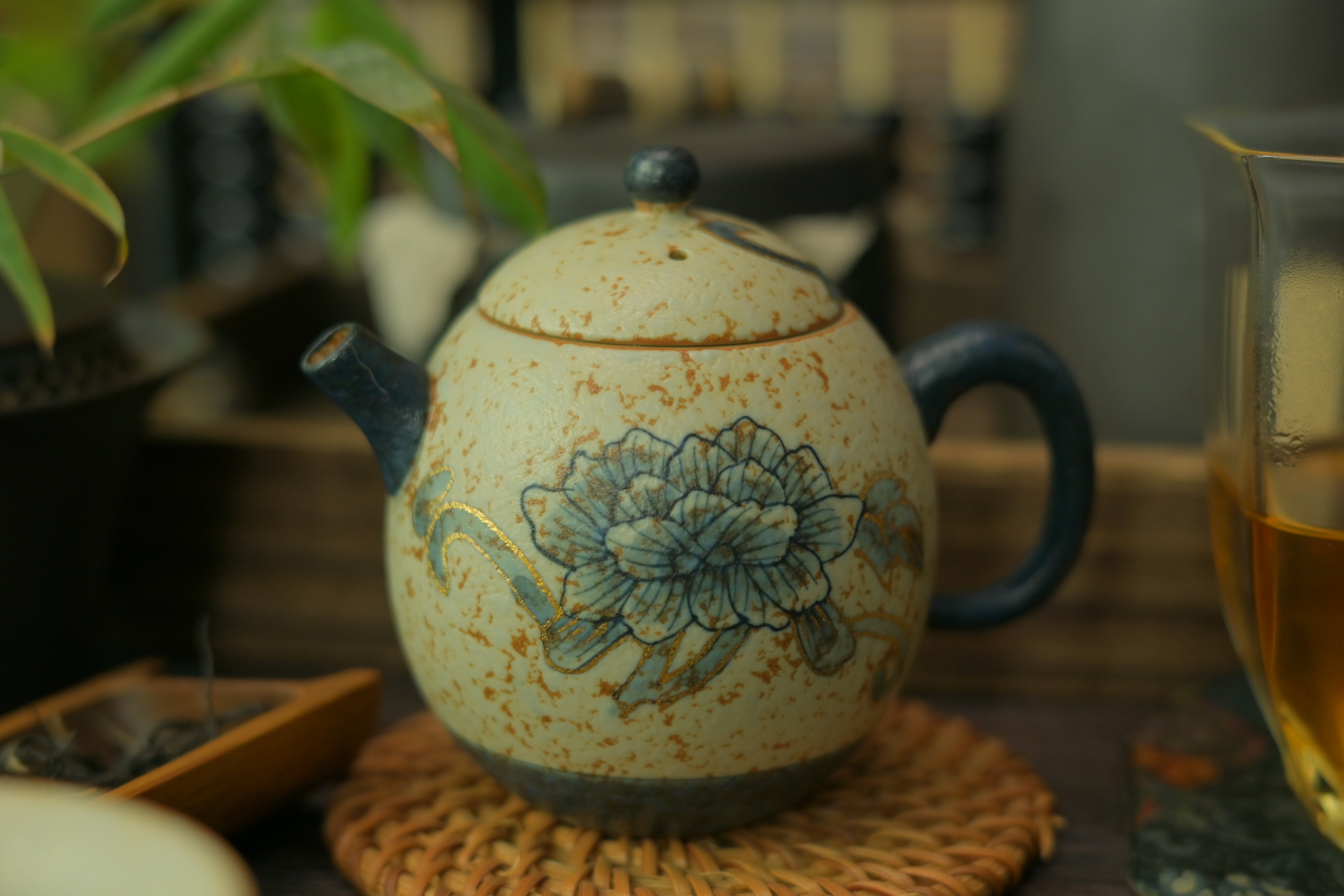 jingdezhen ceramic teapot – Old Clay Blue-and-White Volcanic Stone Style Caramel Glaze by Kungfuyang