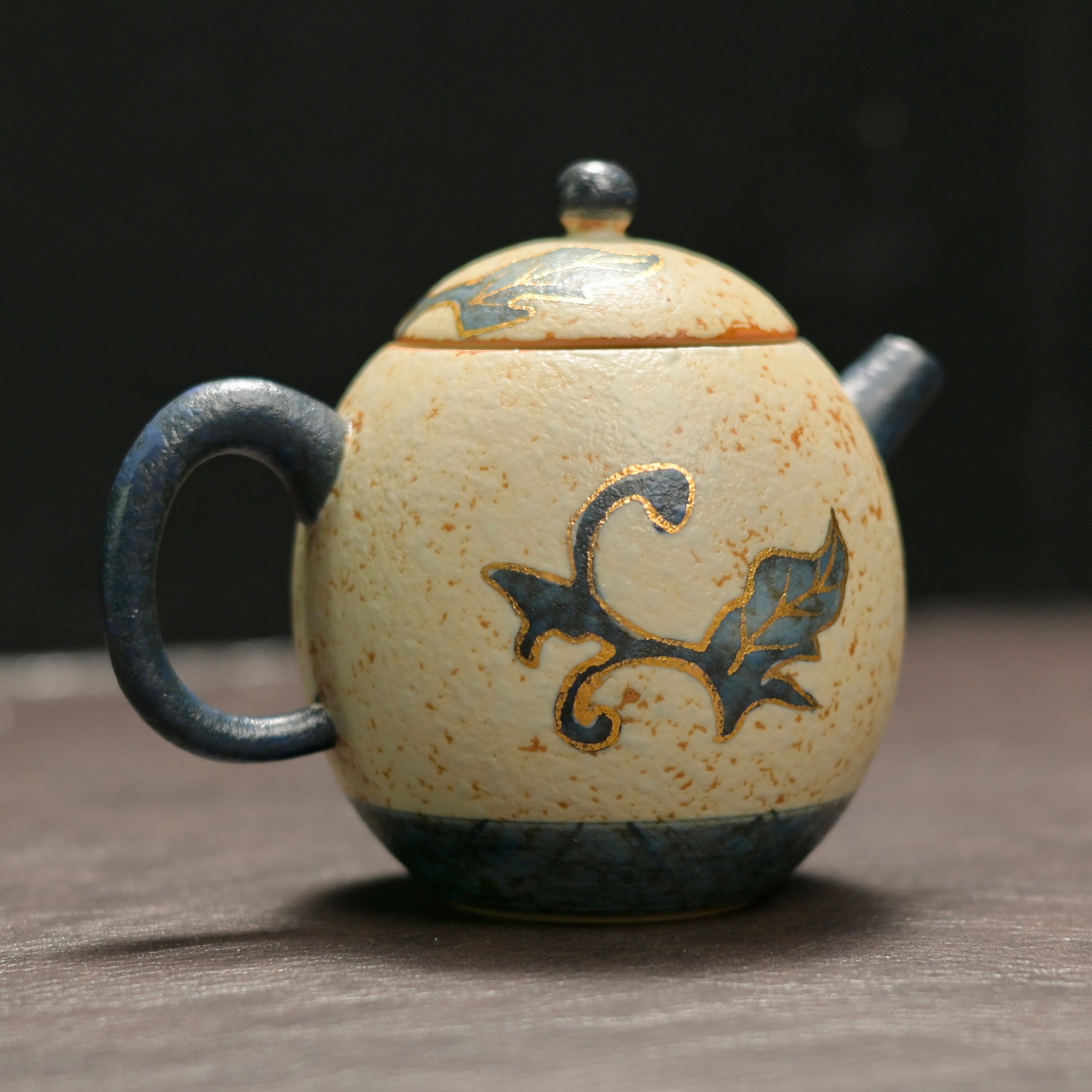 jingdezhen ceramic teaware – Old Clay Blue-and-White Volcanic Stone Style Caramel Glaze by Kungfuyang