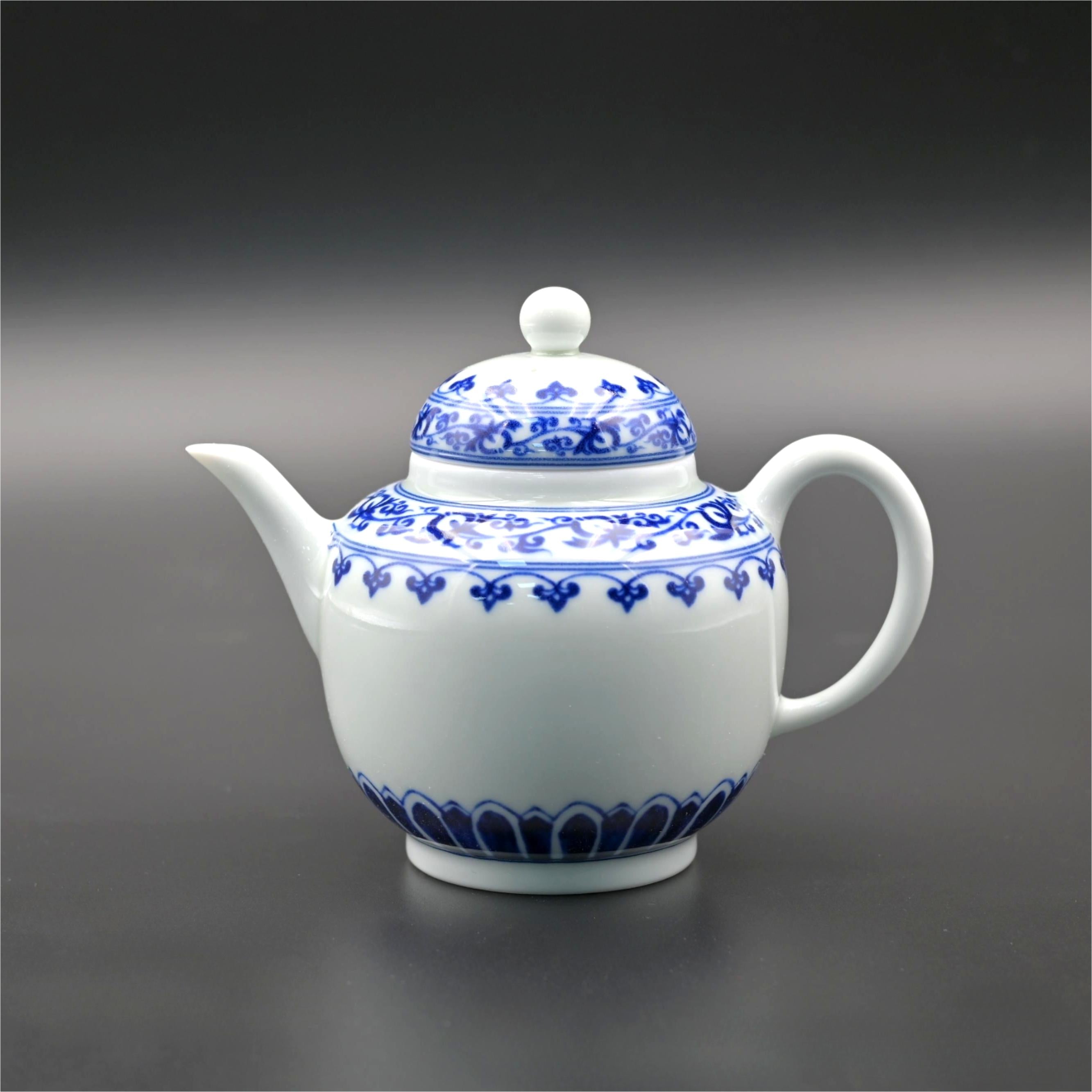 jingdezhen hand painted blue and white pot – Jingdezhen Blue and White Lotus Scroll Teapot by Kungfuyang