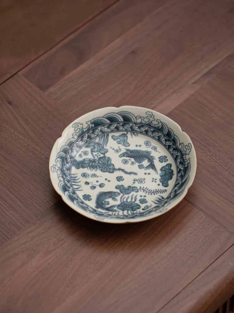 jingdezhen hand painted fish and seaweed – Jingdezhen Hand-Painted Fish and Seaweed Crackle Tea Tray by Kungfuyang