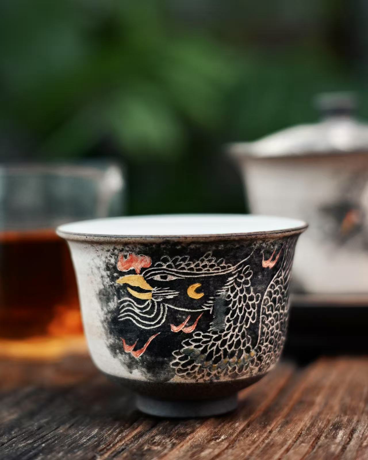 jingdezhen hand painted master teacup – Jingdezhen Phoenix Rising Hand-Painted Clay Press-Hand Teacup by Kungfuyang
