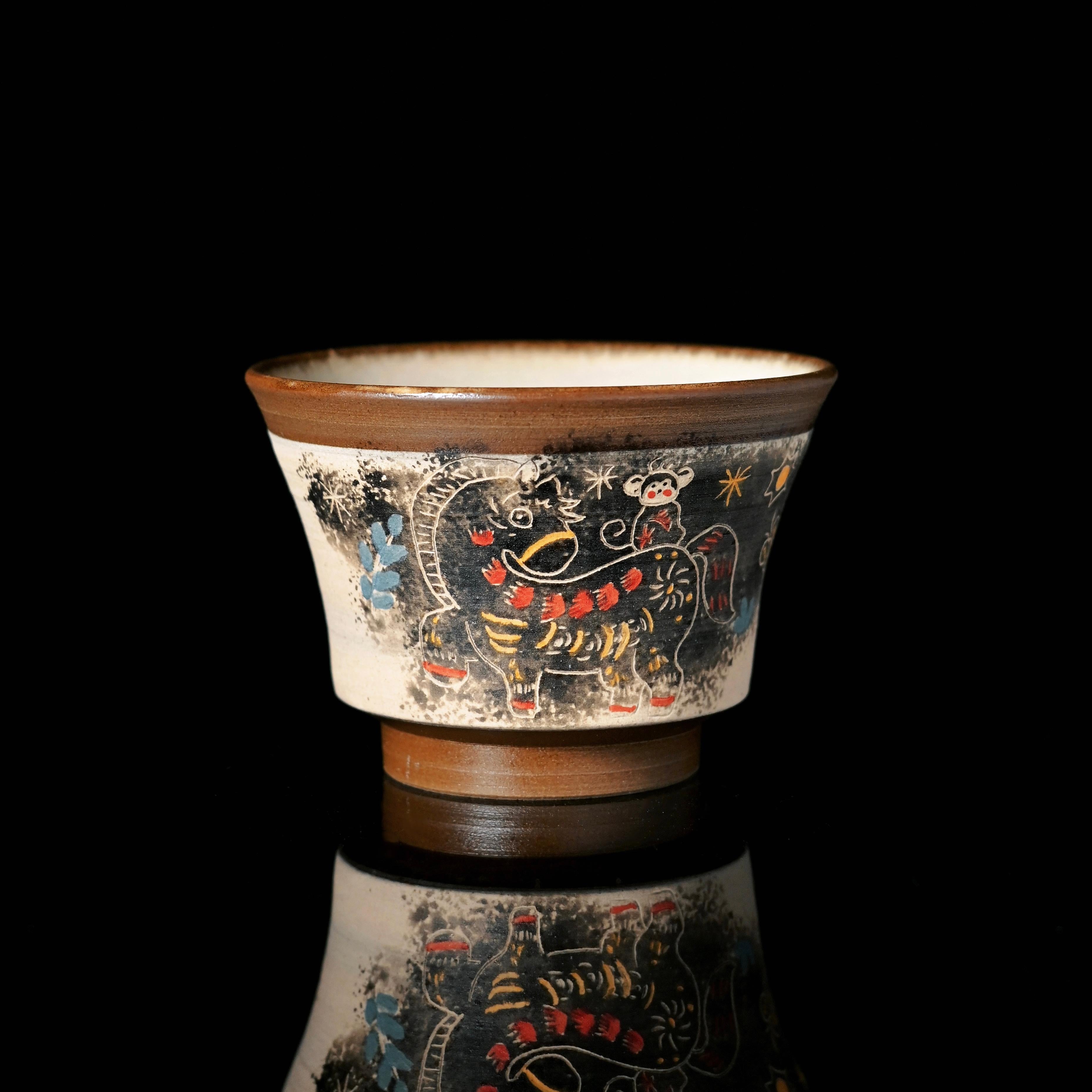 jingdezhen hand thrown ceramic cup – Jingdezhen Chinese Ink Wash Style Painted Pony Teacup 120ml by Kungfuyang