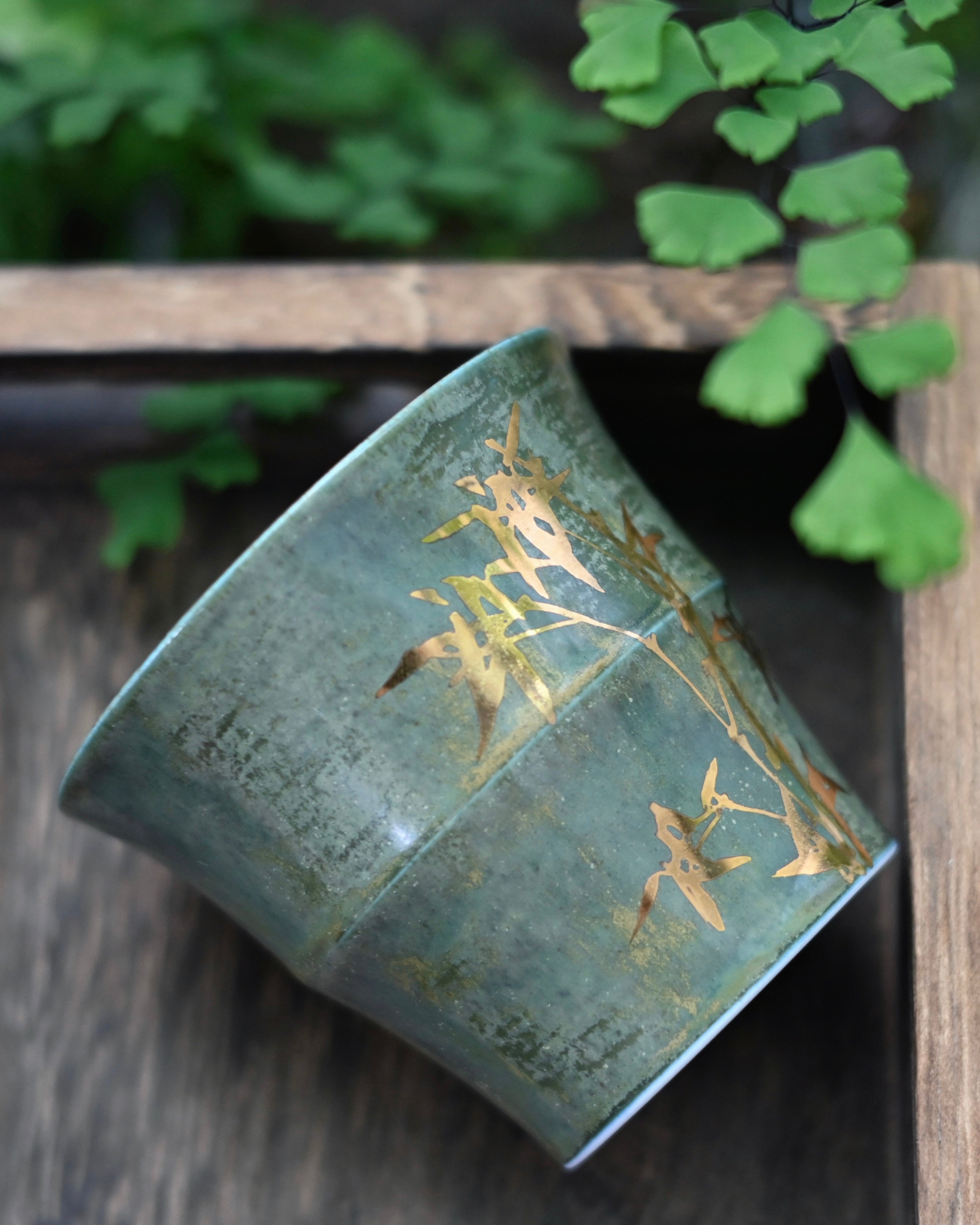 jingdezhen handcrafted artisan teacup – Jingdezhen Hand-Painted Gold-Traced Bamboo Cup by Kungfuyang