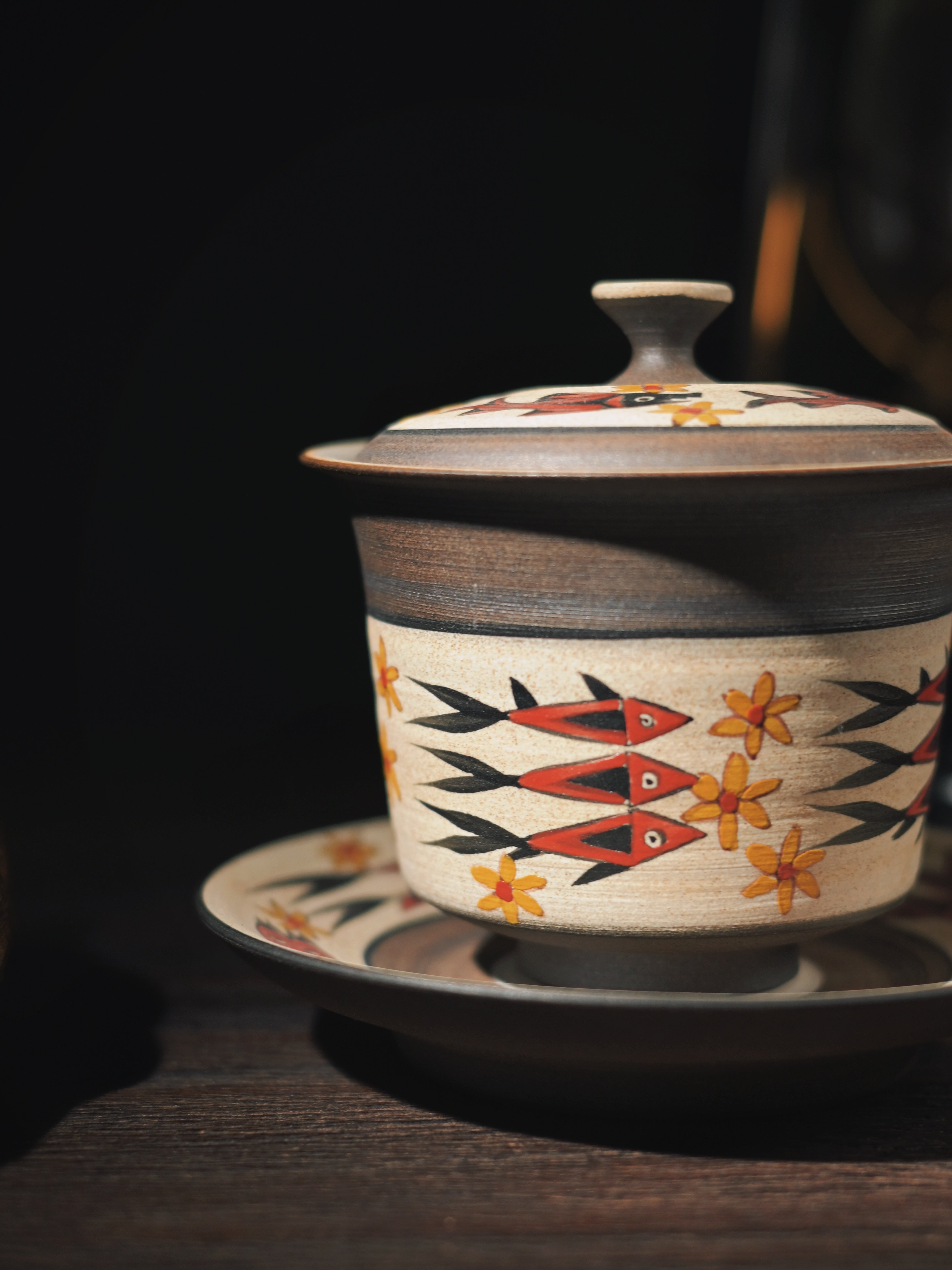 jingdezhen handcrafted the stone age – Stone Age Fish Totem Gaiwan – Primitive Elegance Reborn by Kungfuyang