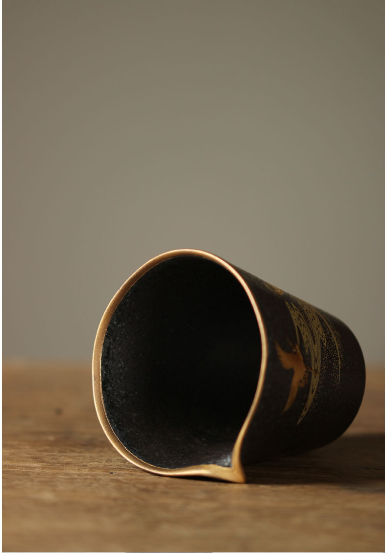 jingdezhen handmade vintage gold accent – Jingdezhen Handmade Vintage Gilded Double Crane Gaiwan by Kungfuyang