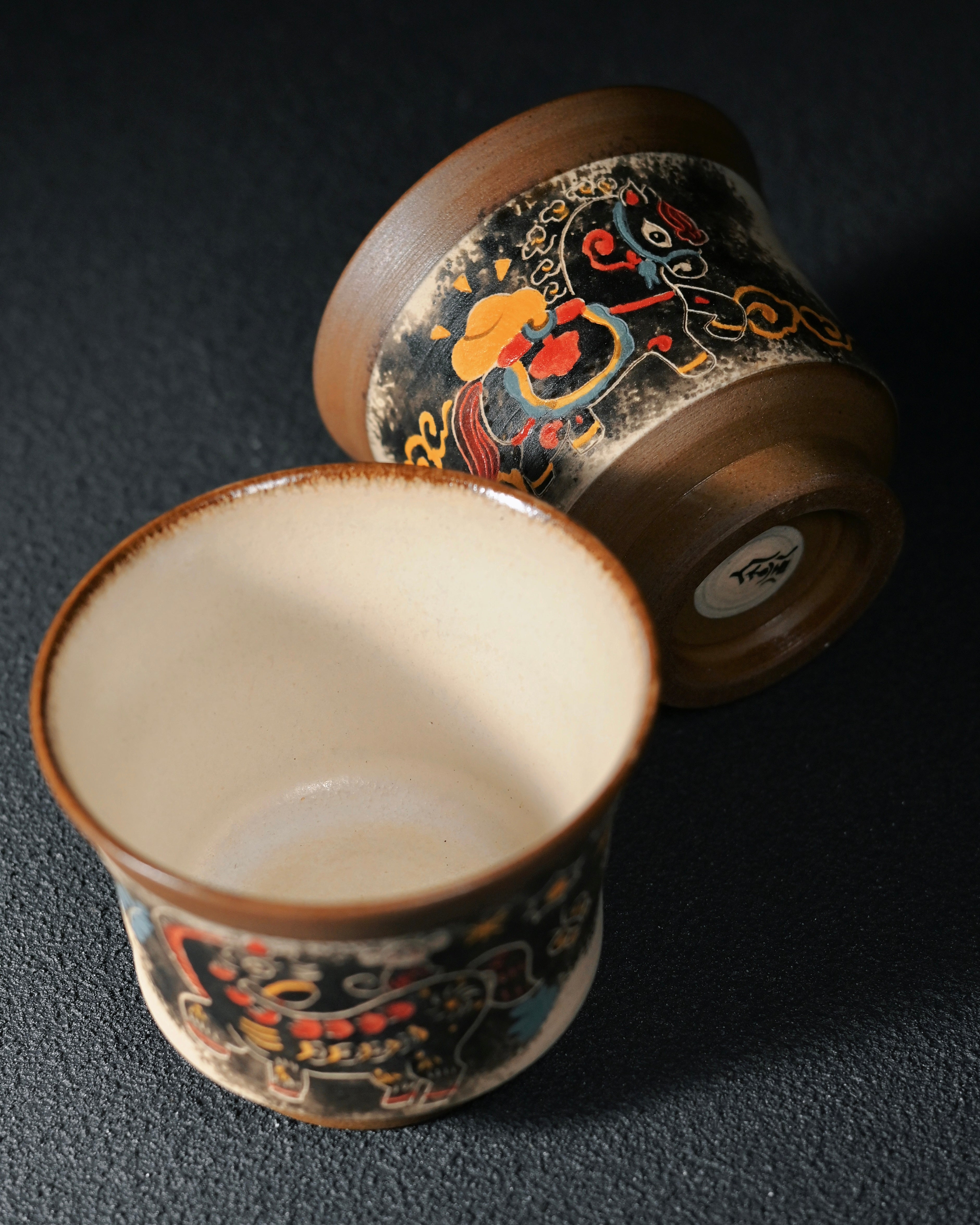 jingdezhen master artisan tea ware – Jingdezhen Chinese Ink Wash Style Painted Pony Teacup 120ml by Kungfuyang