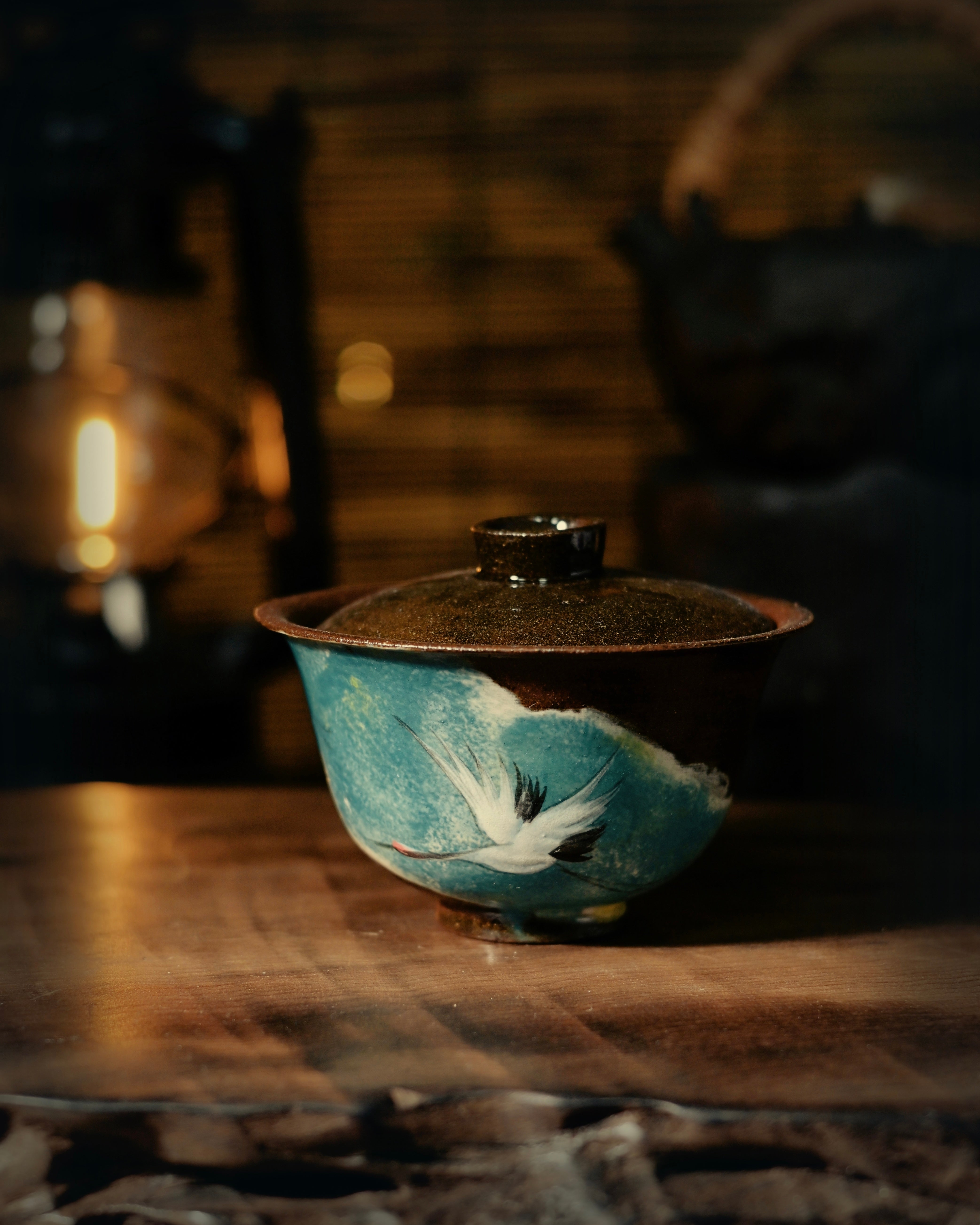 jingdezhen pottery gaiwan set – Jingdezhen Hand-Painted Cranes Coarse Clay Gaiwan 120ml by Kungfuyang