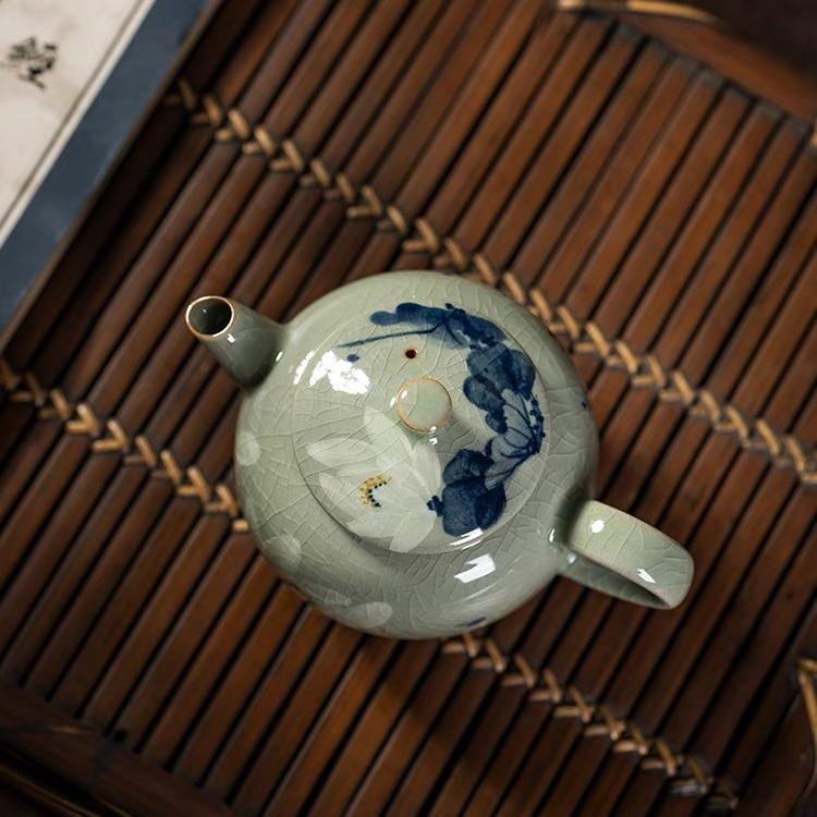 jingdezhen safety certified teaware – Jingdezhen Wood-Fired Kiln Old Clay Handmade Lotus Blue and by Kungfuyang