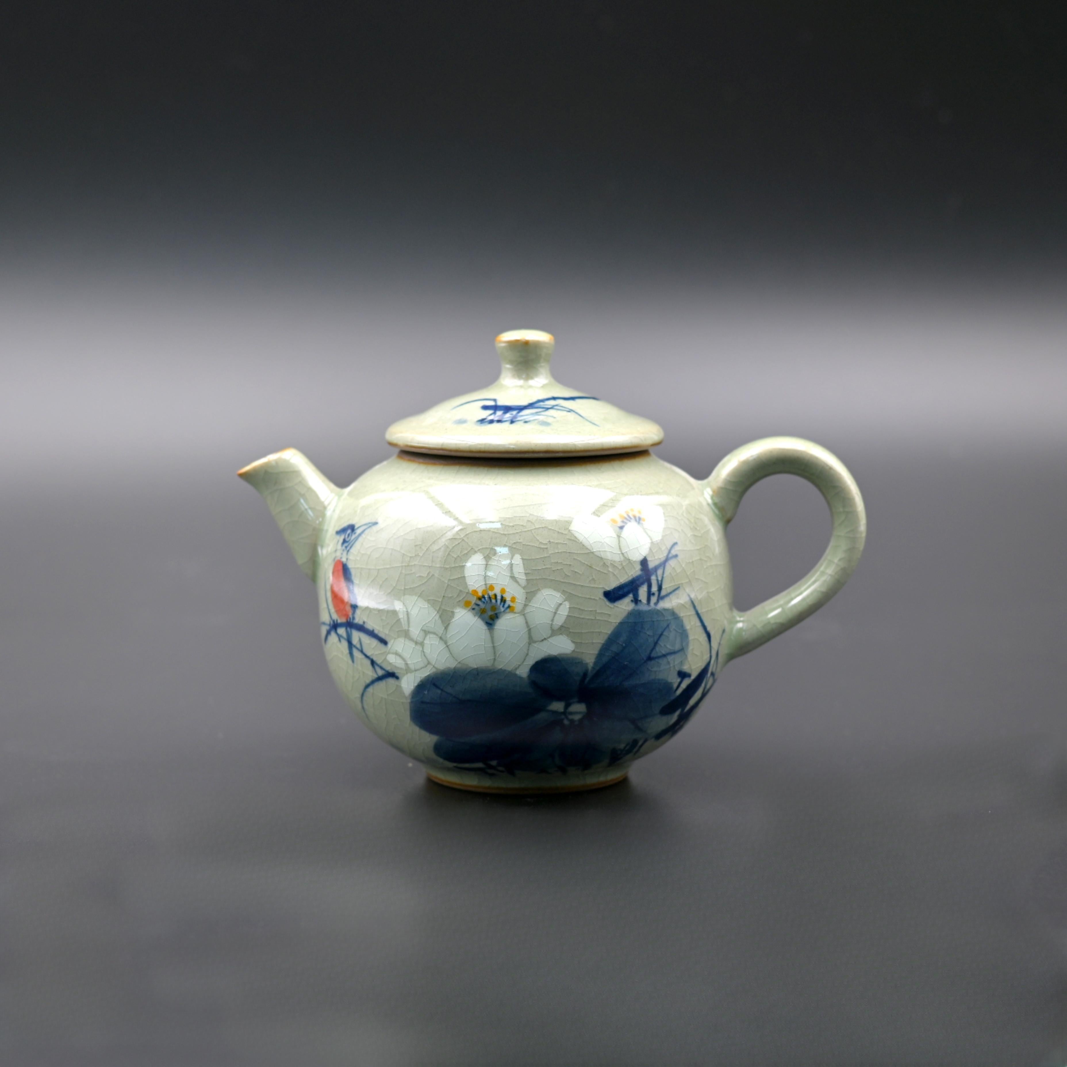 jingdezhen under glaze painting – Jingdezhen Wood-Fired Kiln Old Clay Handmade Lotus Blue and by Kungfuyang