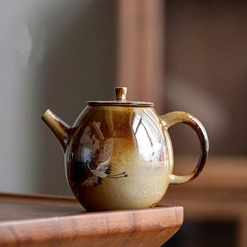 jingdezhen wood fired crane underglaze – Jingdezhen Wood-Fired Hand-Painted Crane Underglaze Dragon-Egg by Kungfuyang