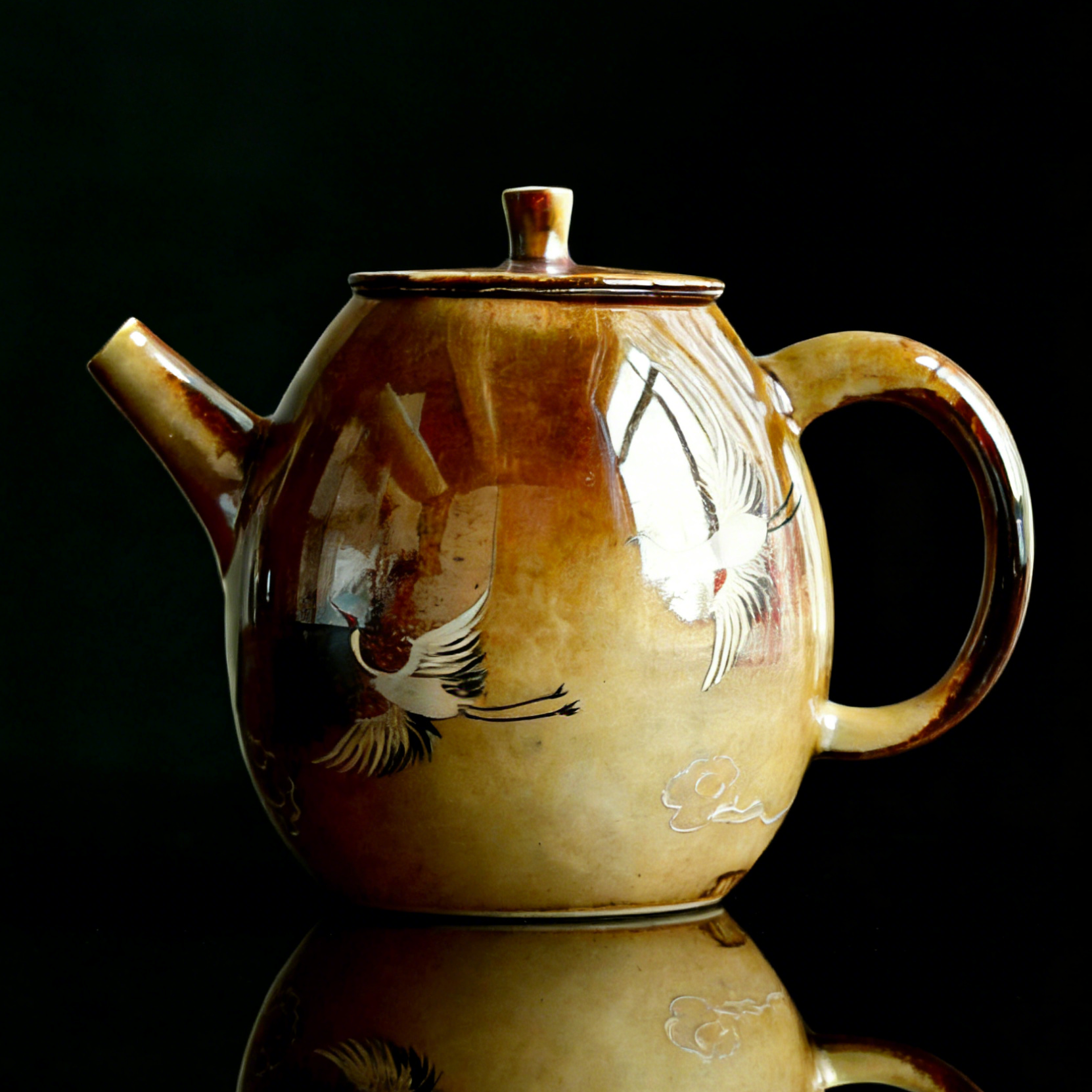 jingdezhen wood fired hand painted crane – Jingdezhen Wood-Fired Hand-Painted Crane Underglaze Dragon-Egg by Kungfuyang