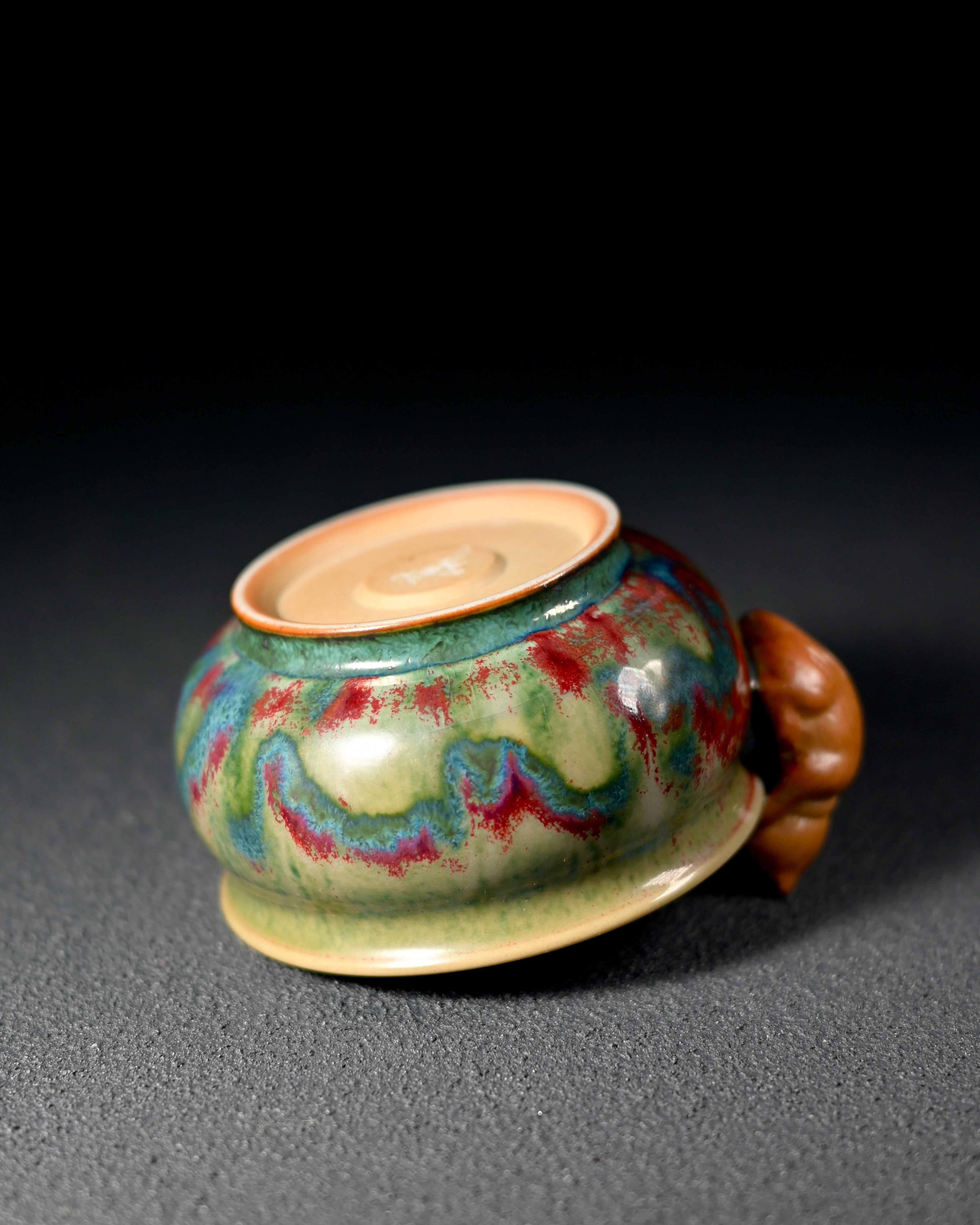 jun ware handmade porcelain teacup – Jun Ware Kitty-Handle Kiln-Transformation Cup 120ml by Kungfuyang