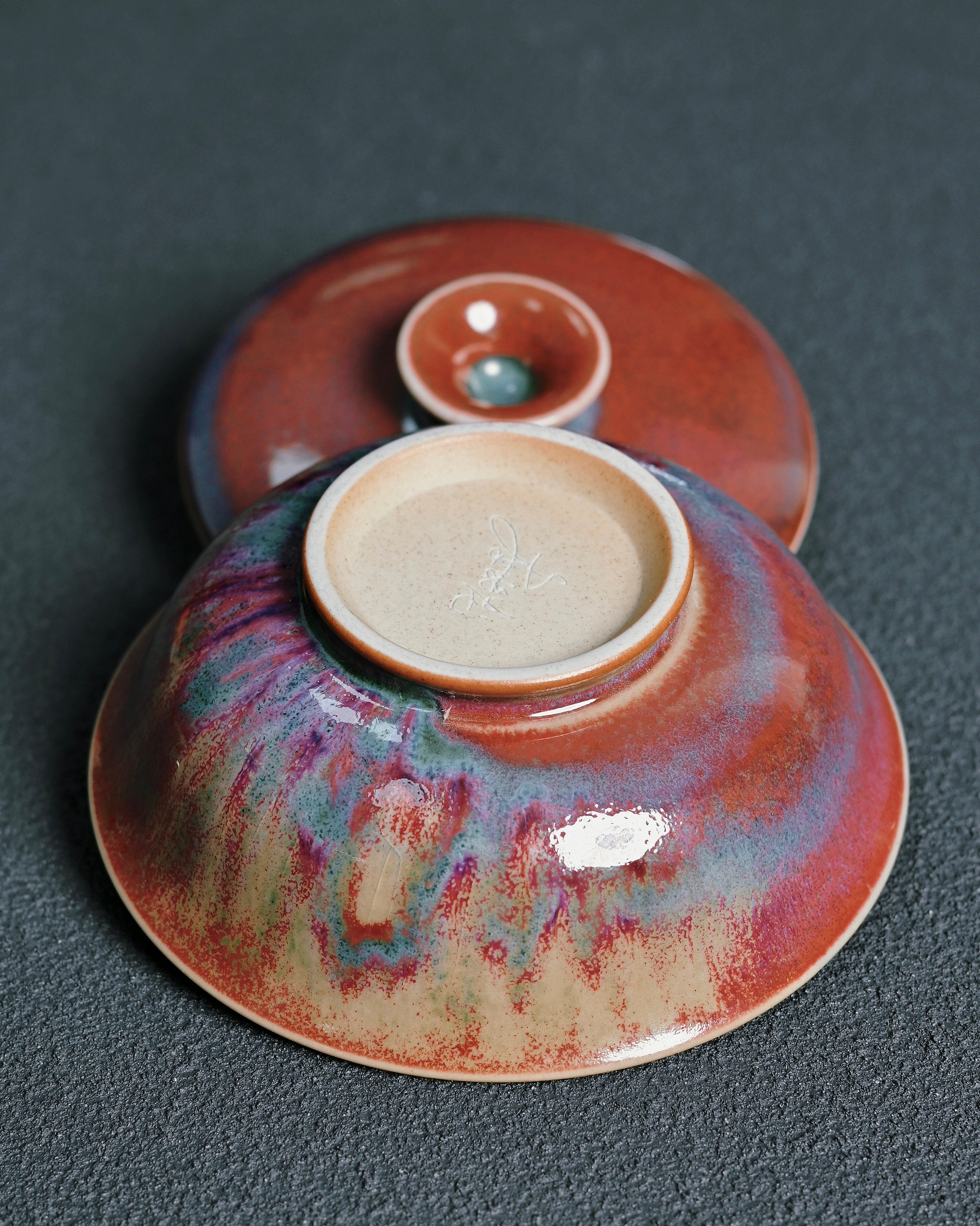 jun ware kiln transformation glaze texture – Jun Ware Wide-Rim Gaiwan 100ml – Handmade Chinese by Kungfuyang