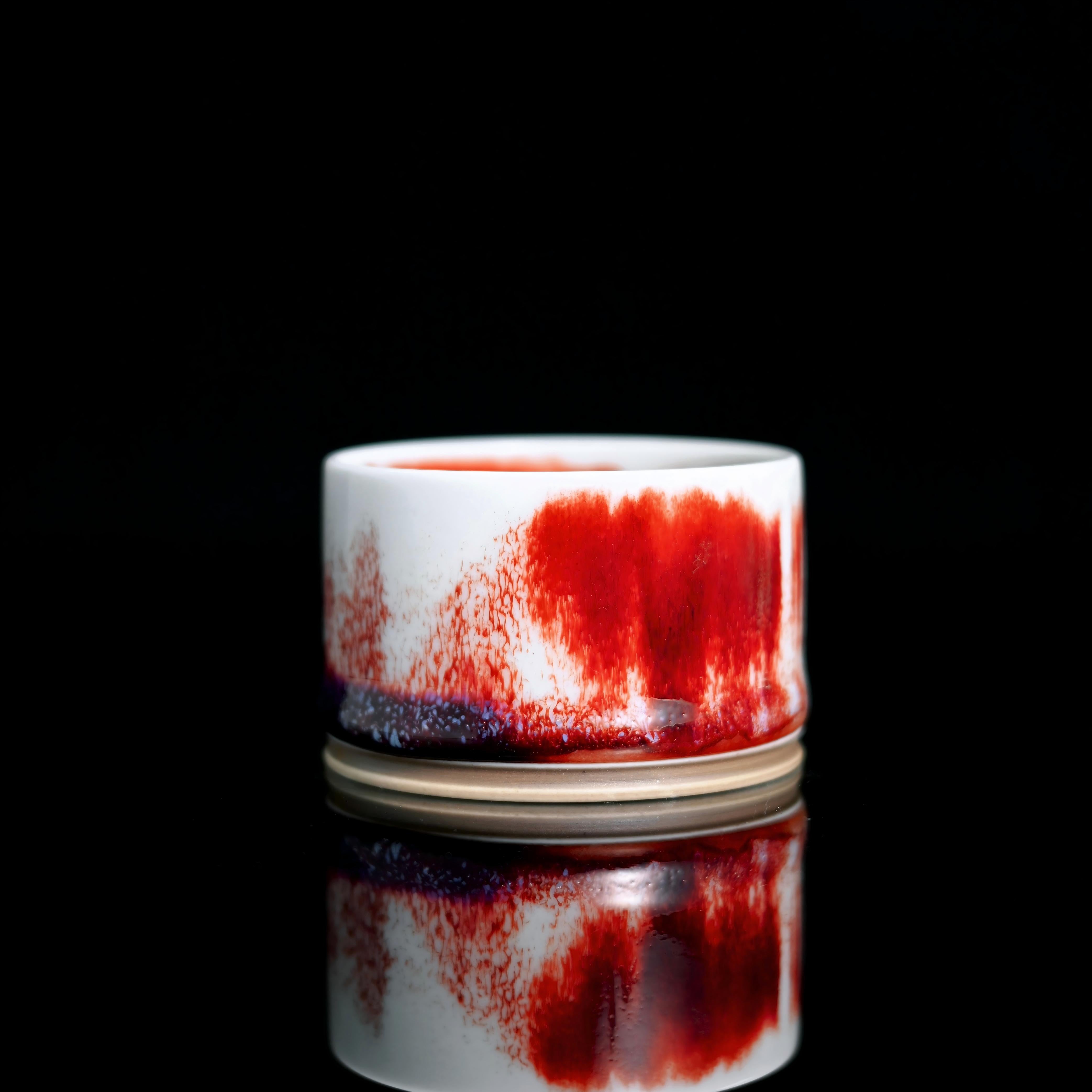 jun ware red glaze cup – Jun Ware Vermillion Thumb-Ring Cup 80ml by Kungfuyang