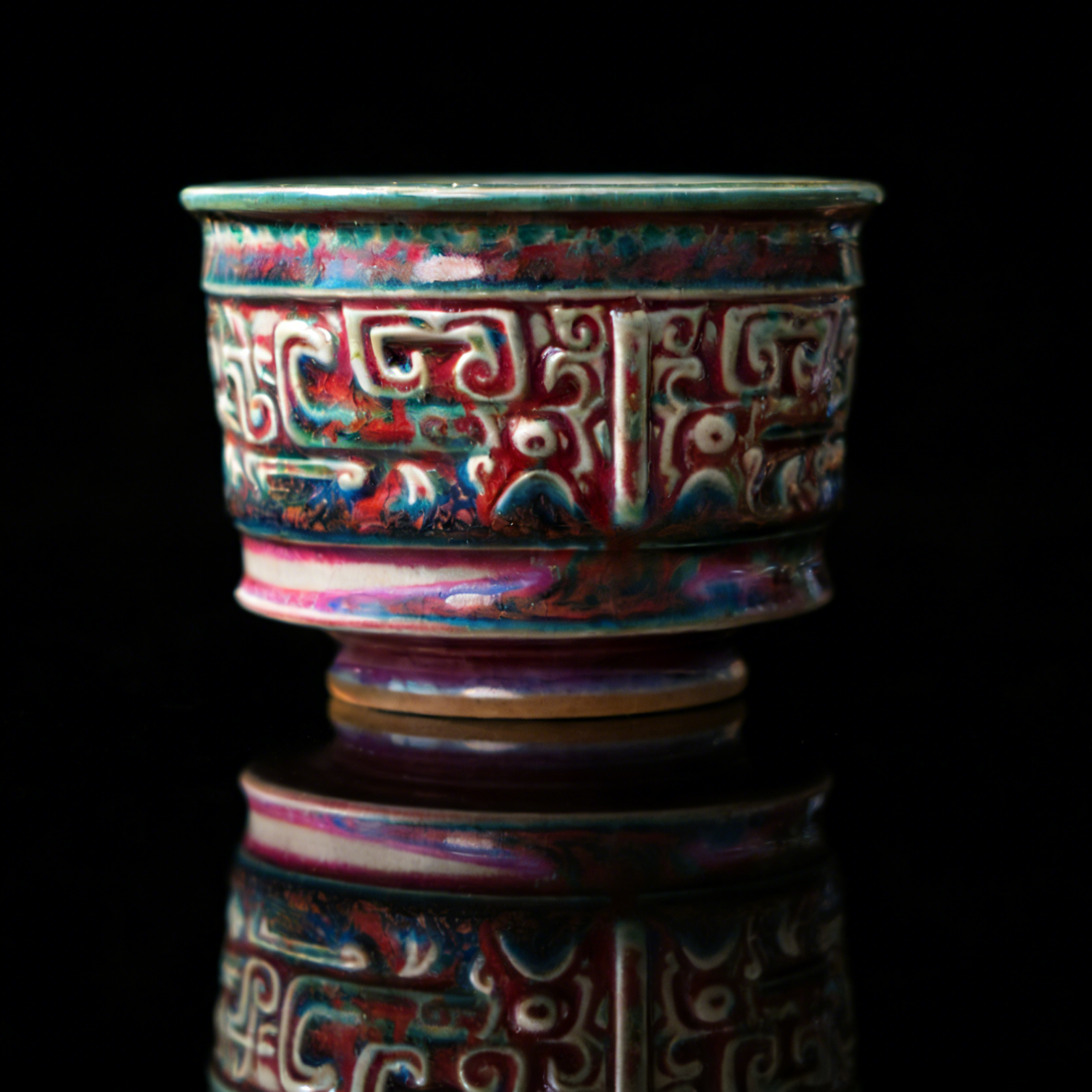 jun yao teacup – Jun Kiln Flambé Glaze Handmade Relief Teacup 120ml by Kungfuyang