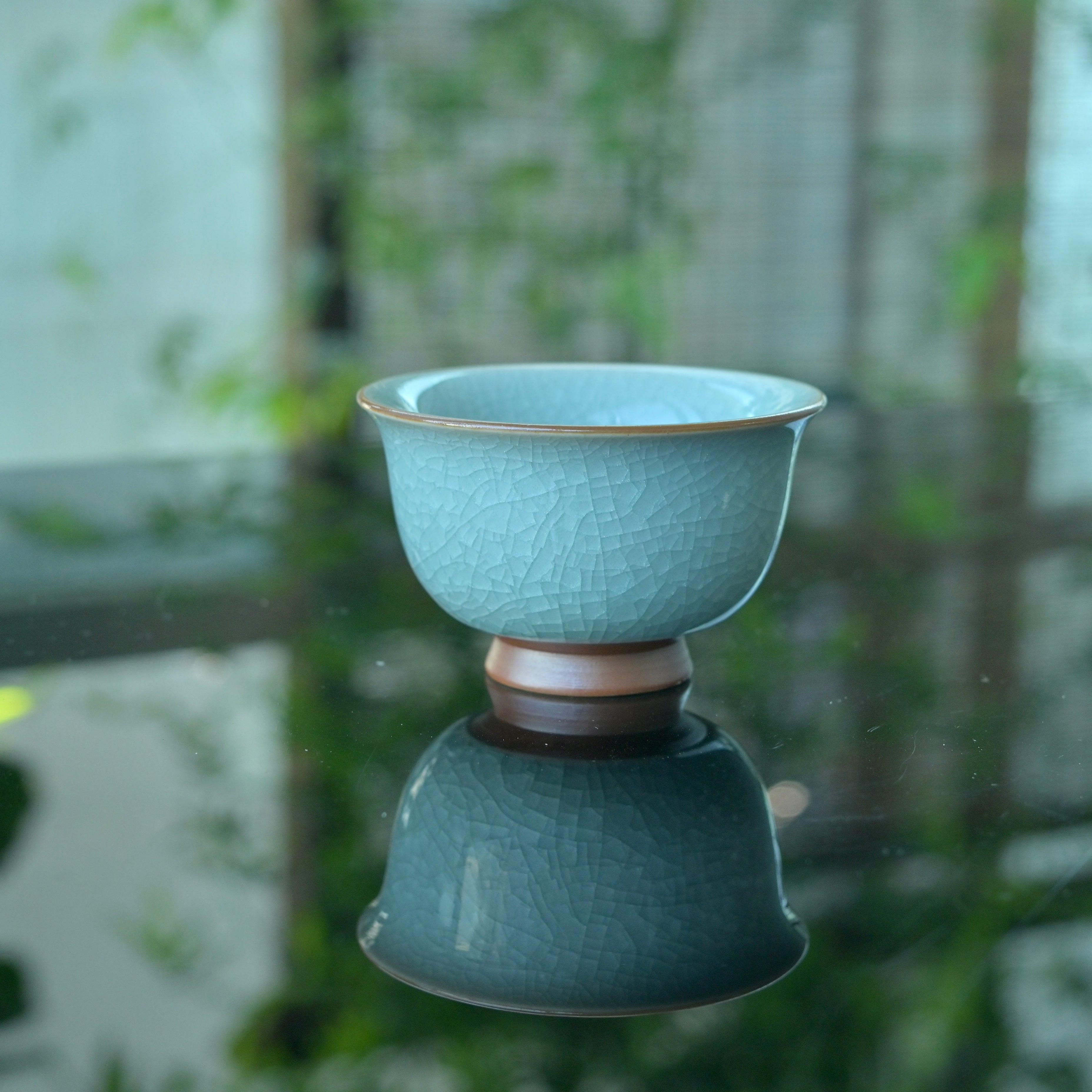 juyao porcelain teacup – Ru Porcelain Ice-Crackle Glaze Press Hand Cup by Kungfuyang