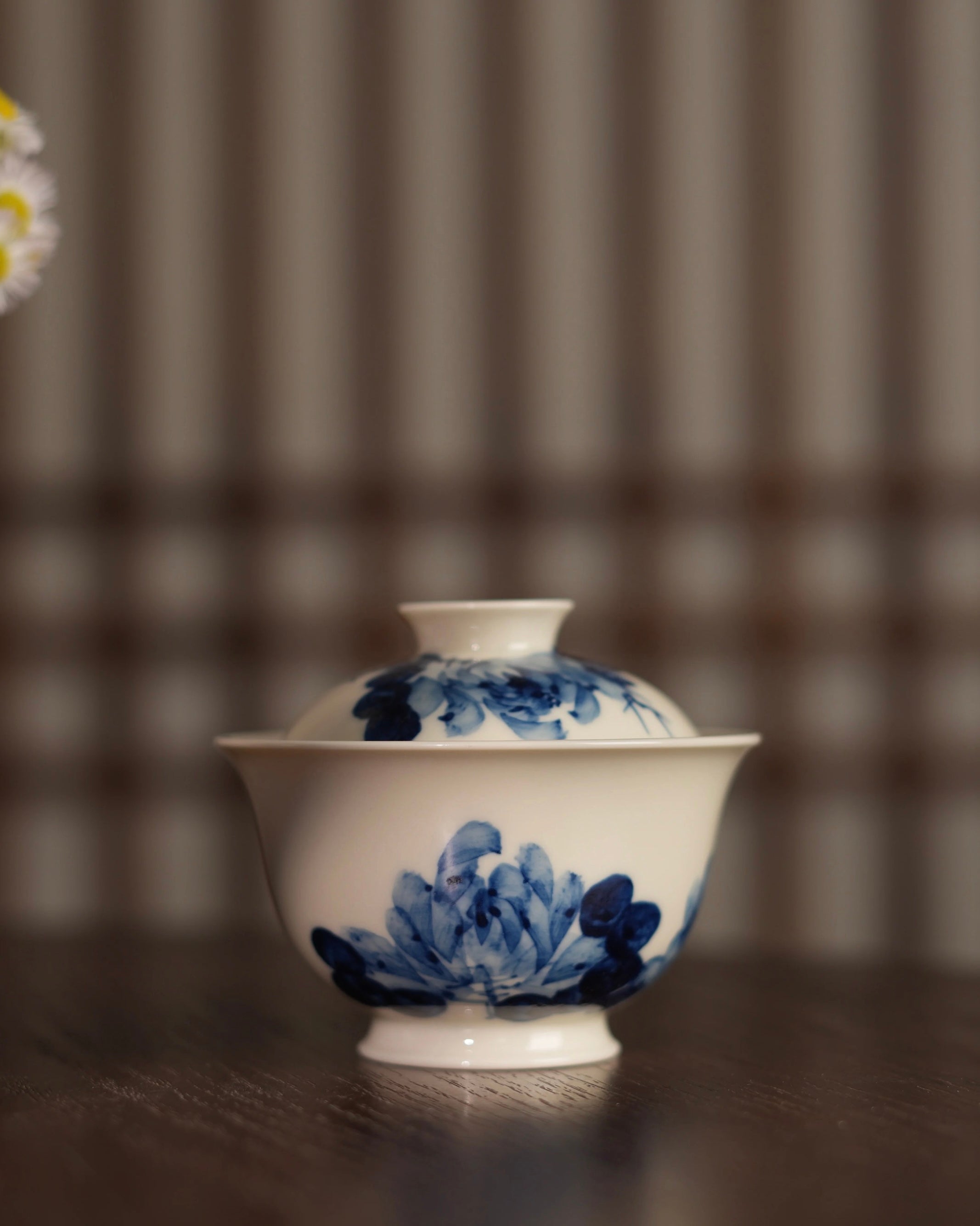 kaolin clay blue white gaiwan – Jingdezhen Underglaze Blue-and-White Hand-Painted Peony Gaiwan by Kungfuyang