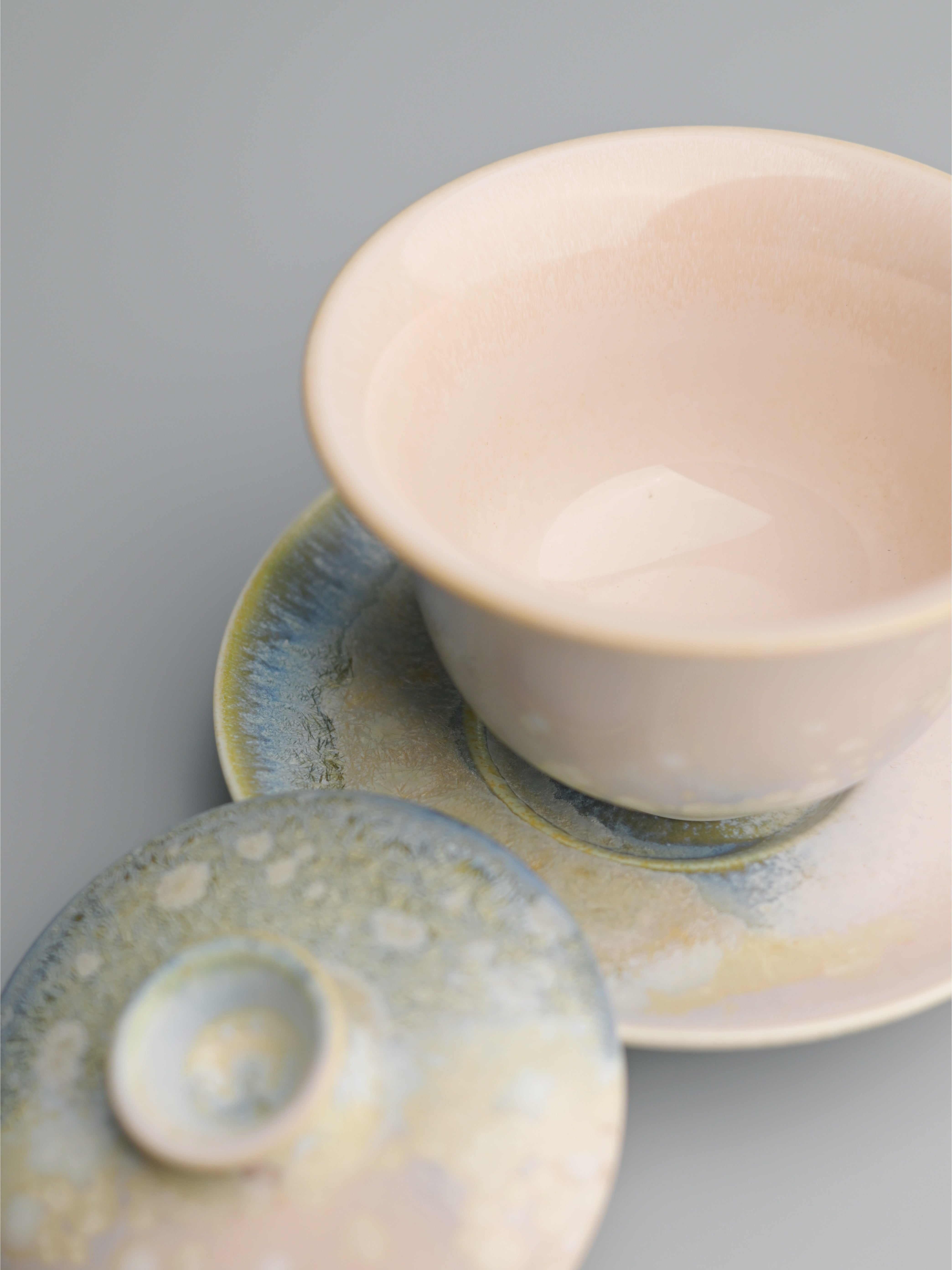 kiln alchemy crystalline tea set – Kiln-Transformed Crystal Glaze Pine Needle Gaiwan by Kungfuyang