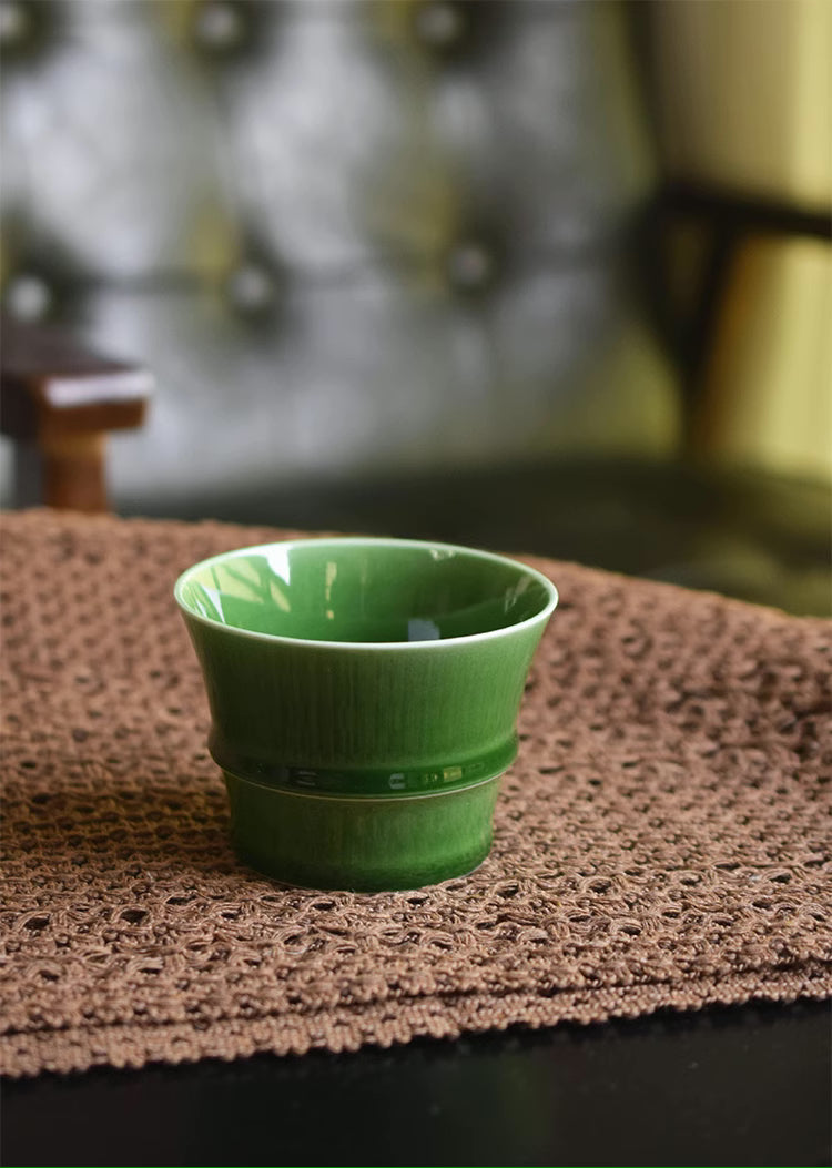 large capacity ceramic coffee cup – Handcrafted Jade Green Bamboo Coffee / Teacup by Kungfuyang
