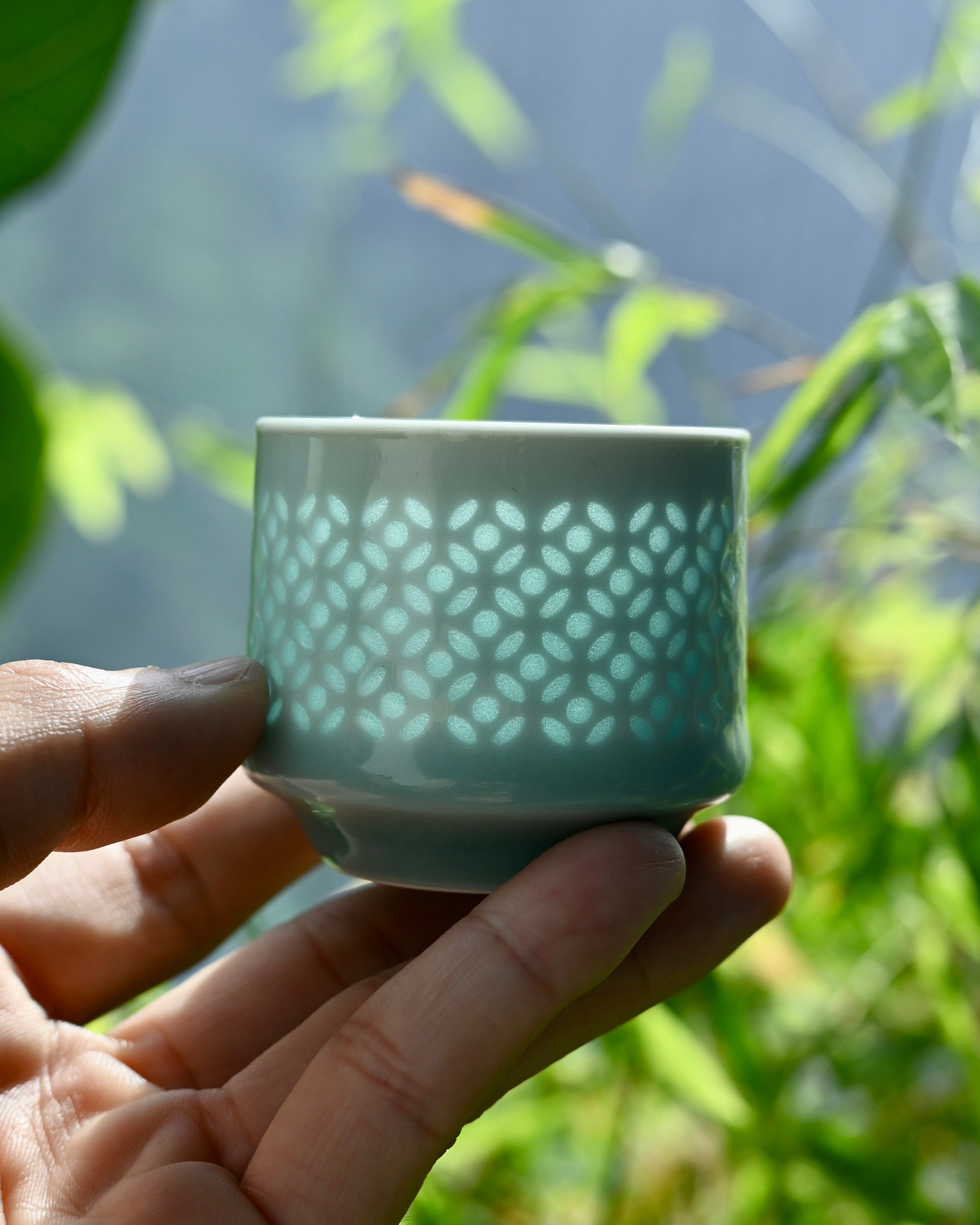 linglong carving transparent glaze cup – Longquan Celadon Linglong Teacup 70ml by Kungfuyang