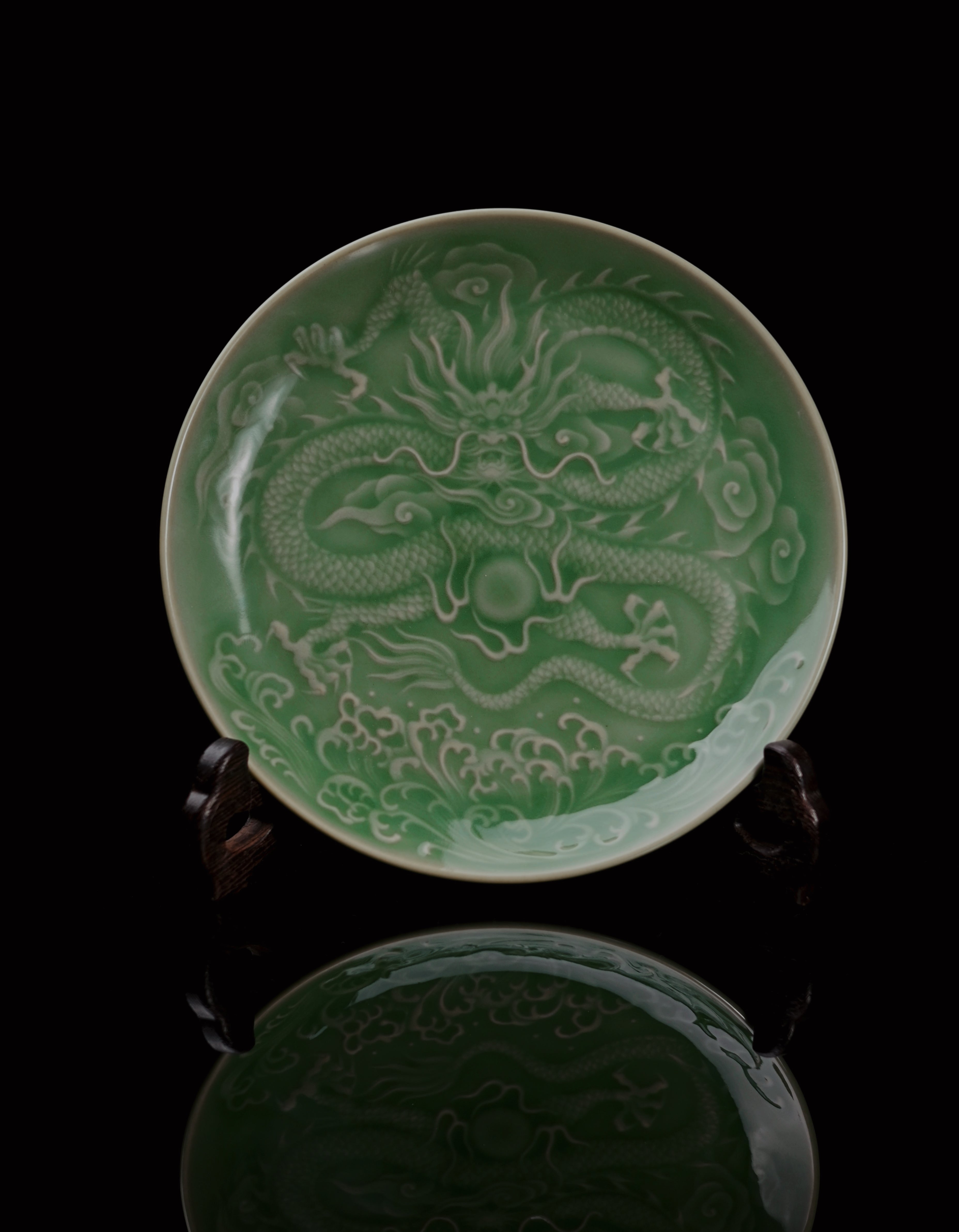 longquan celadon ceramic plate – Longquan Celadon Relief-Carved Dragon Pattern Tea Tray / Pot by Kungfuyang