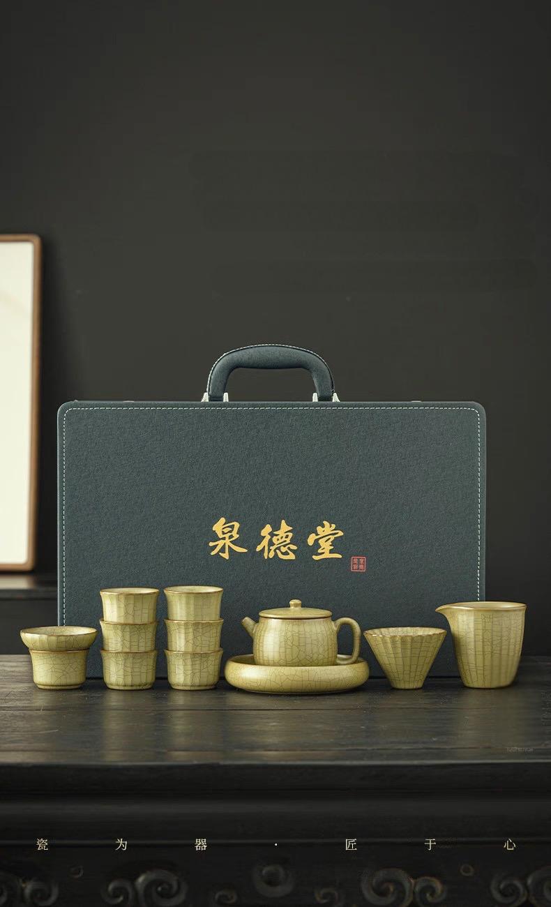 longquan celadon chinese style tea set – 12-Piece Full Set Longquan Celadon Ge-Kiln Tea Set by Kungfuyang