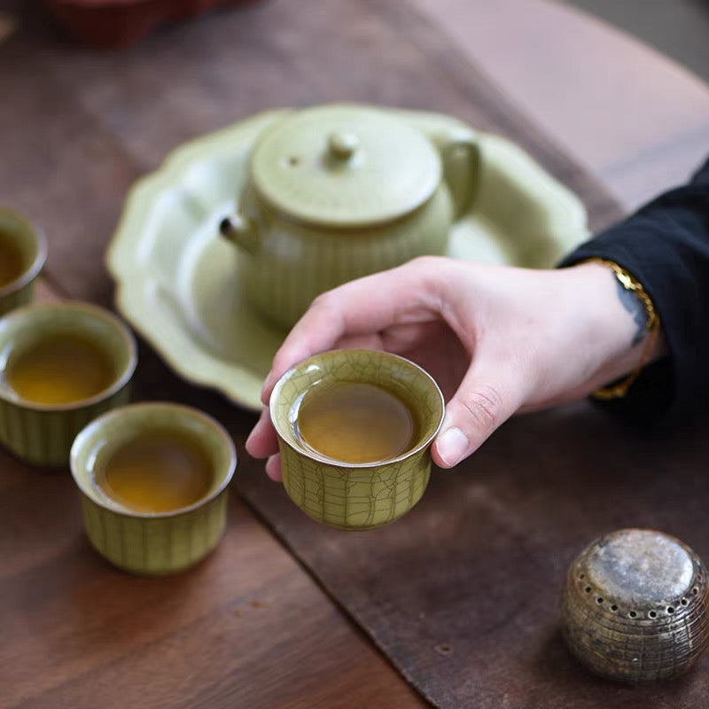 longquan celadon chinese tea sets – 12-Piece Full Set Longquan Celadon Ge-Kiln Tea Set by Kungfuyang