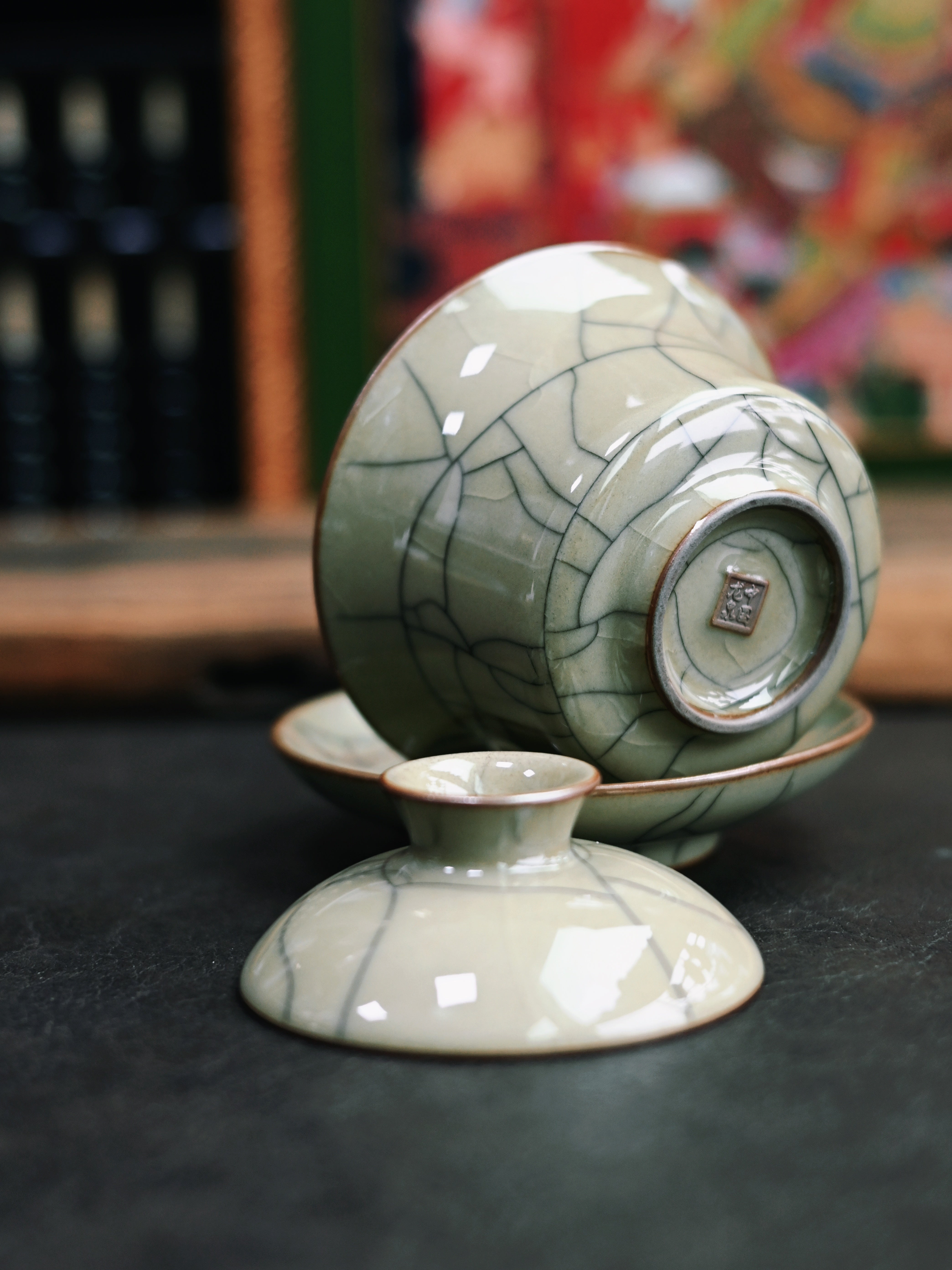longquan celadon ge kiln iron lines – Longquan Celadon Ge Kiln Gaiwan 160ml by Kungfuyang
