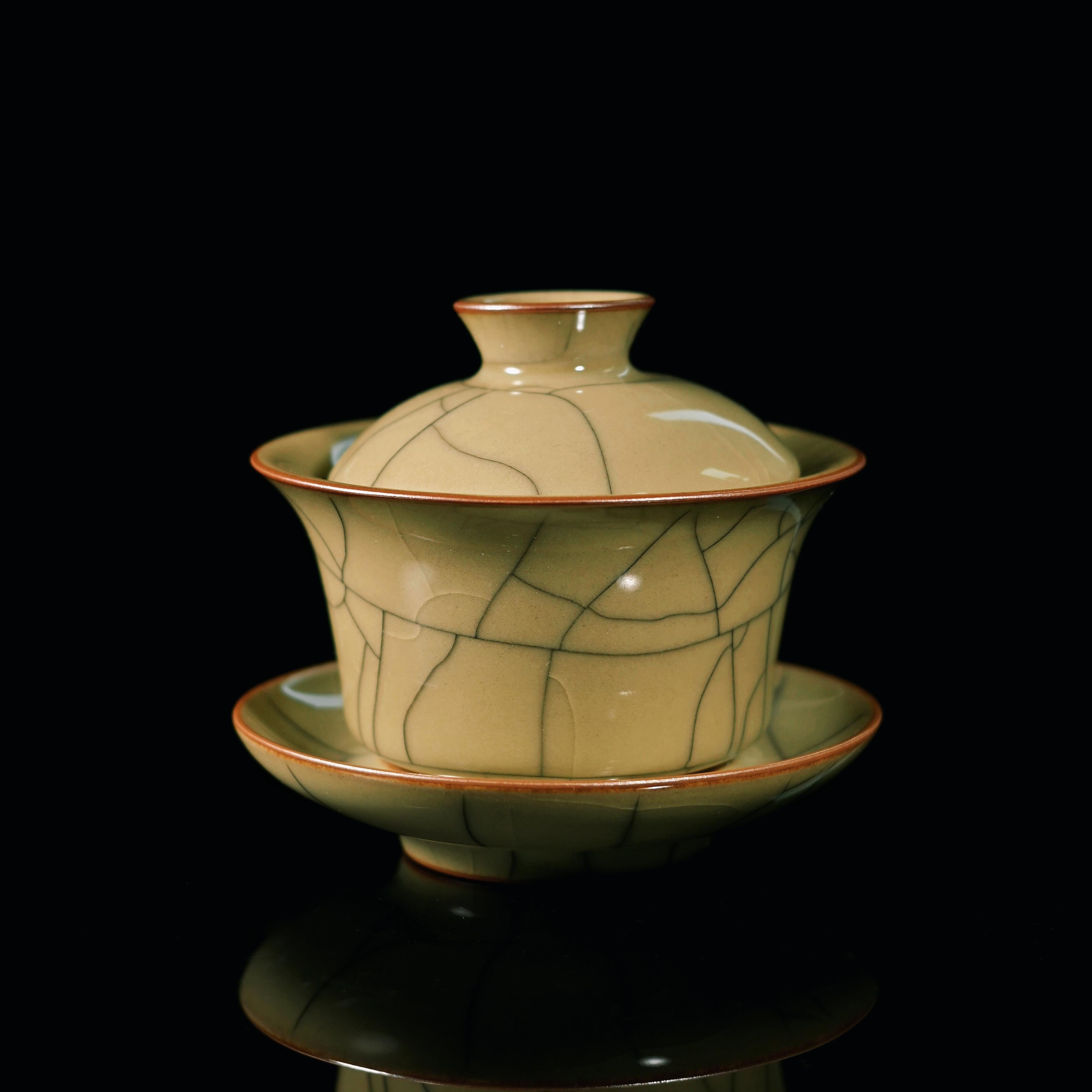 longquan celadon ge kiln iron lines gaiwan – Longquan Celadon Ge Kiln Gaiwan 160ml by Kungfuyang