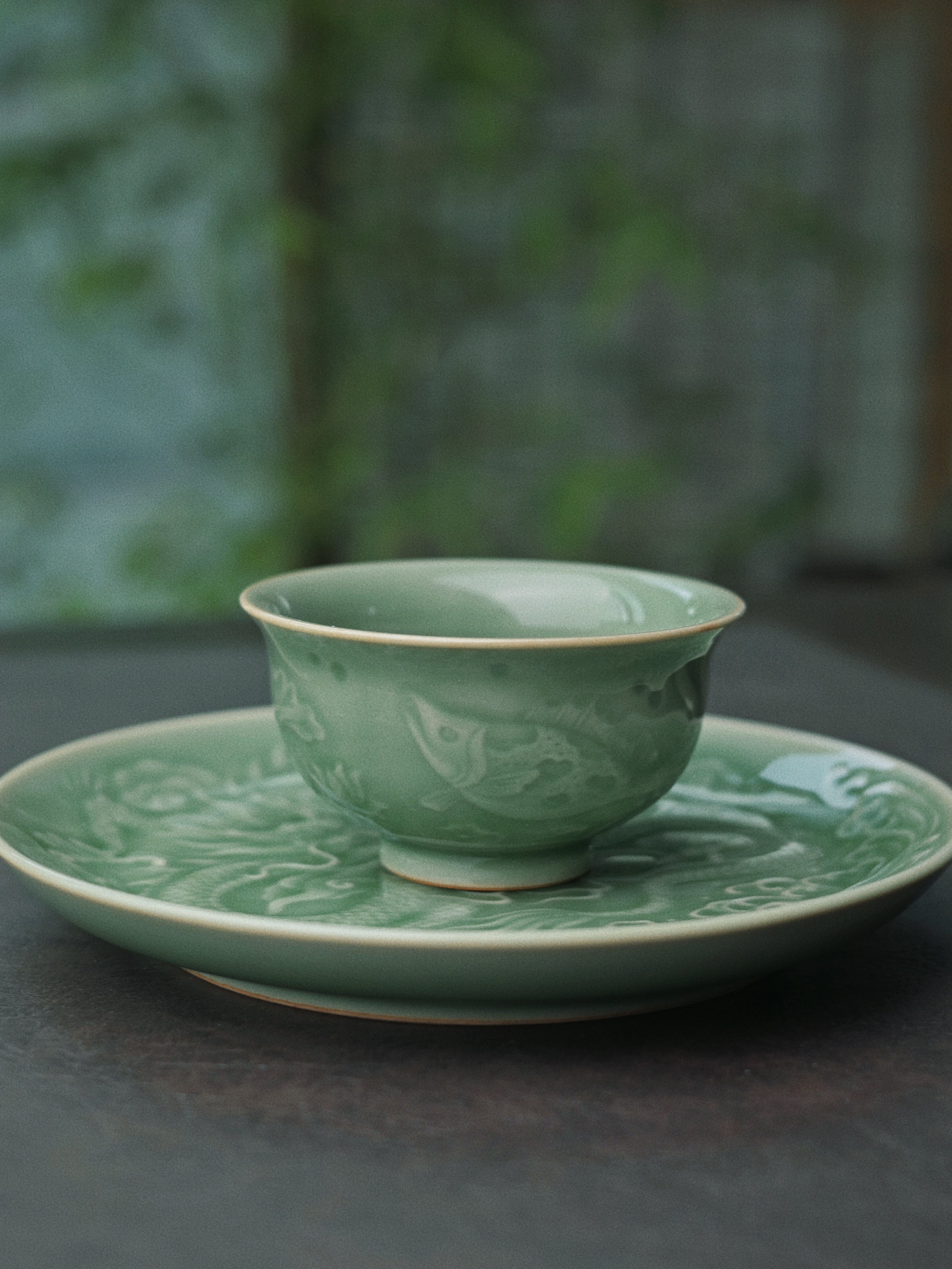 longquan celadon relief carved dragon tea – Longquan Celadon Relief-Carved Dragon Pattern Tea Tray / Pot by Kungfuyang