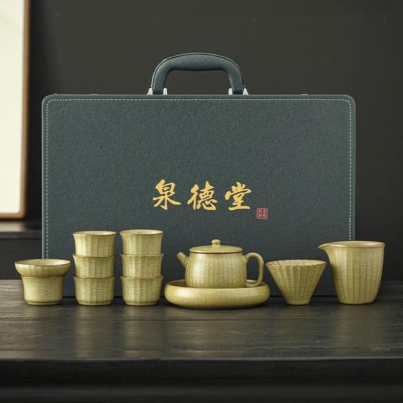longquan celadon teaware sets – 12-Piece Full Set Longquan Celadon Ge-Kiln Tea Set by Kungfuyang