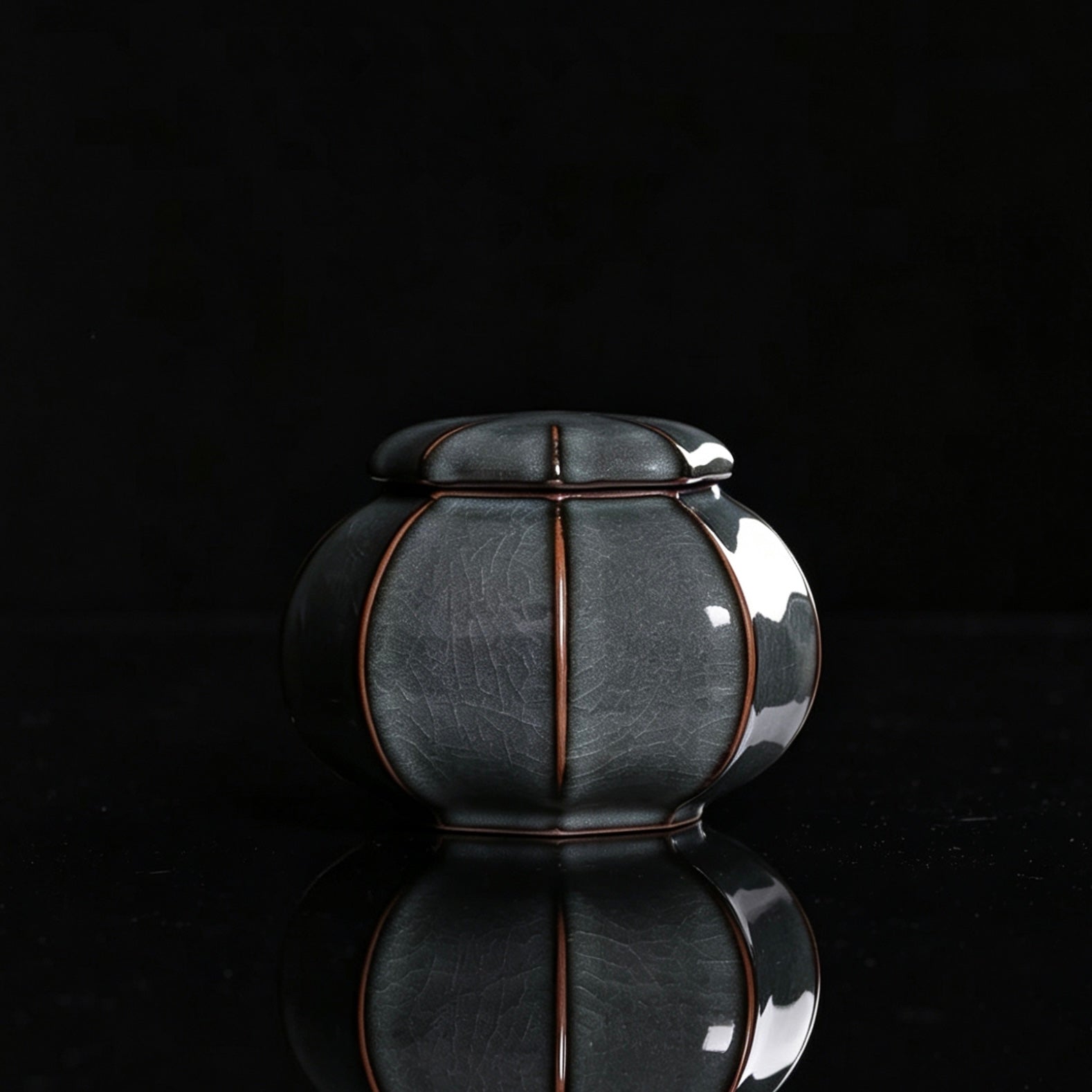 longquan ge kiln tea canister – Longquan Celadon Iron Clay Dark Green Tea Canister 400ml by Kungfuyang