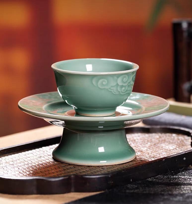 luxury ceramic tea set – Longquan Celadon Song Dynasty-Style Teacup with High-Footed by Kungfuyang