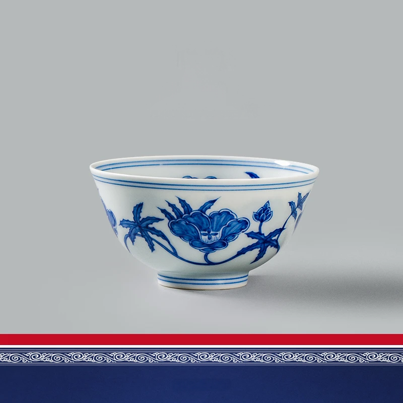 ming dynasty palace bowl – Ming Chenghua Blue and White Okra Palace Bowl Replica Tea Bowl by Kungfuyang